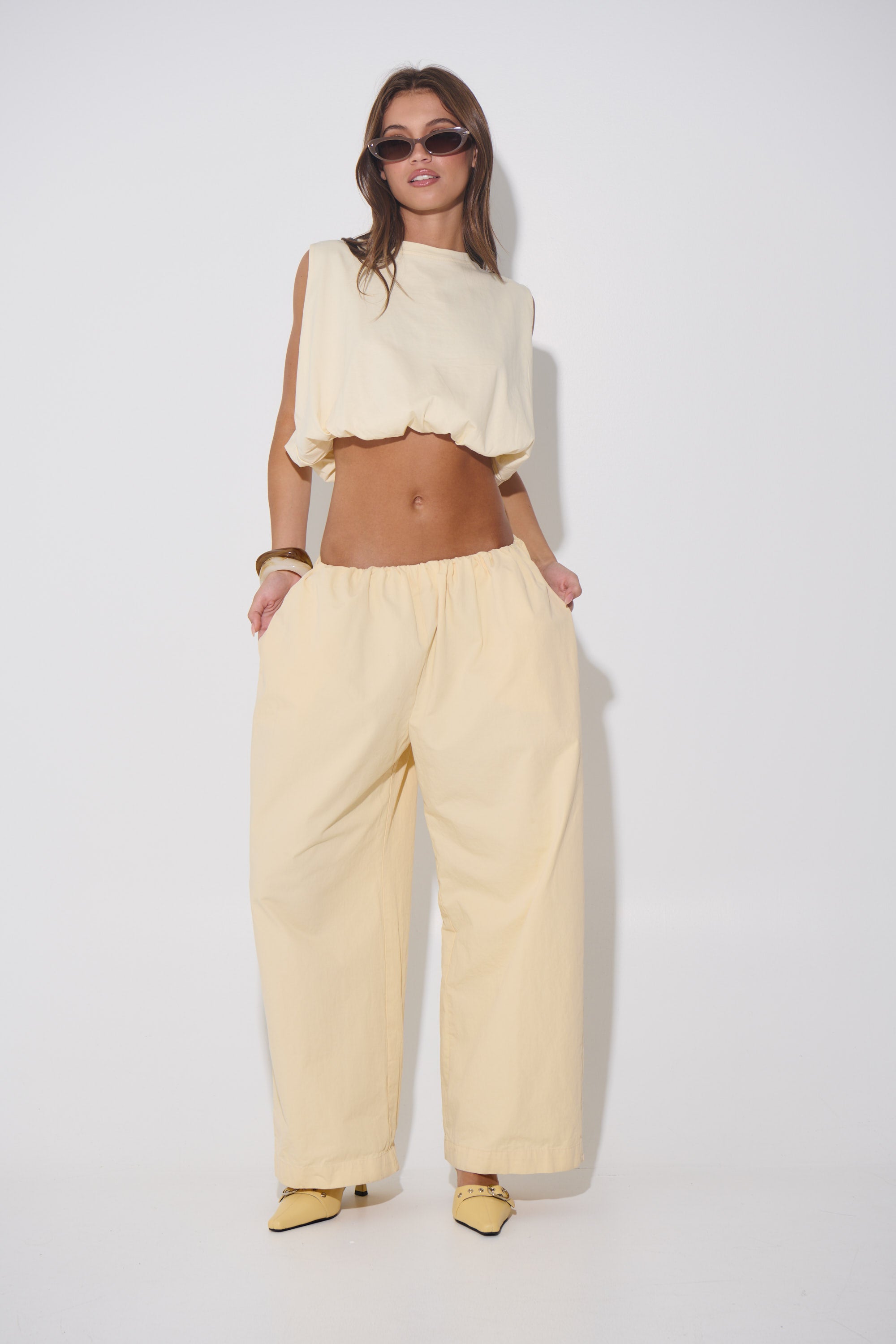 Emily Bubble Hem Top Beige