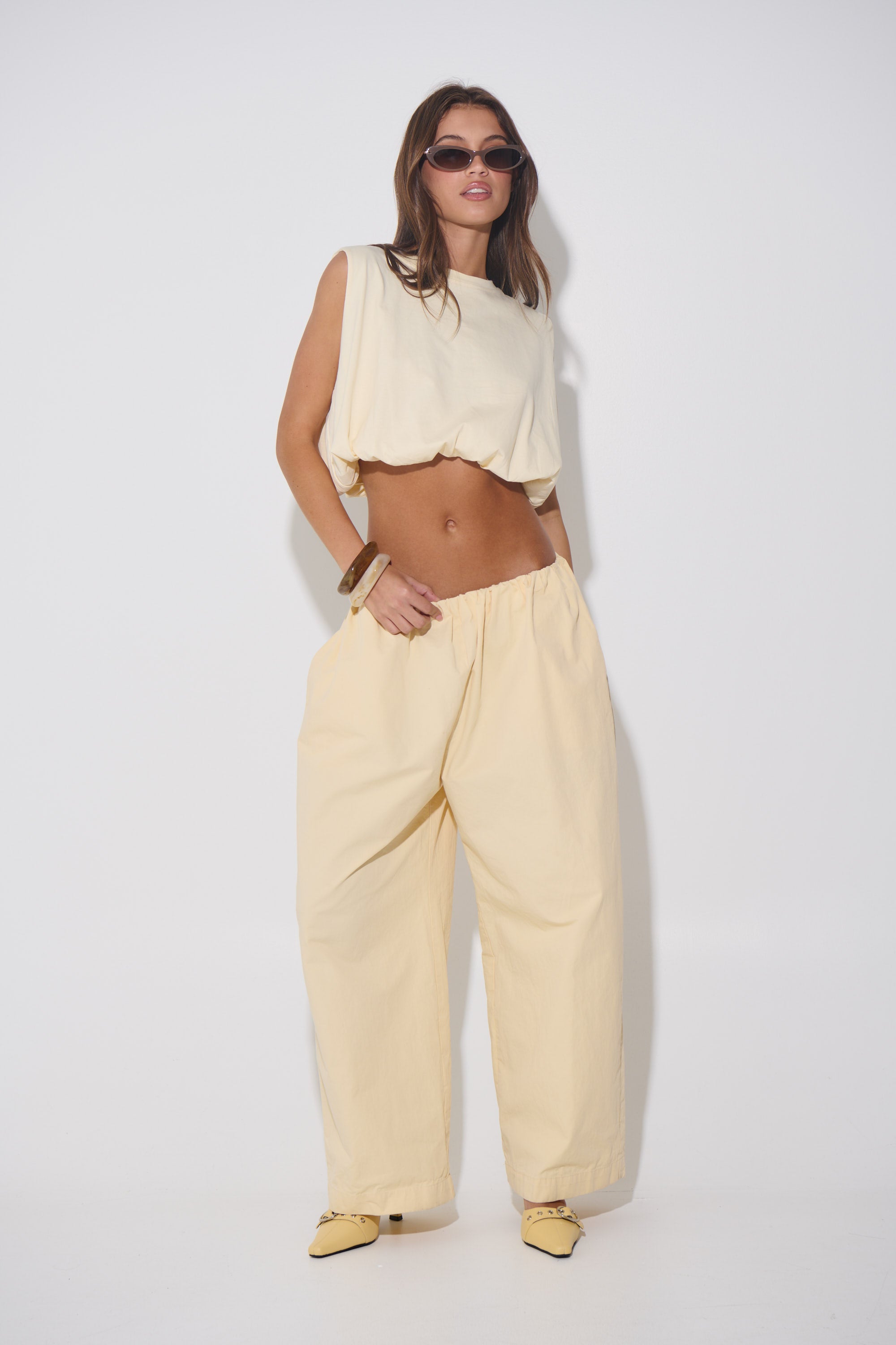 Emily Bubble Hem Top Beige