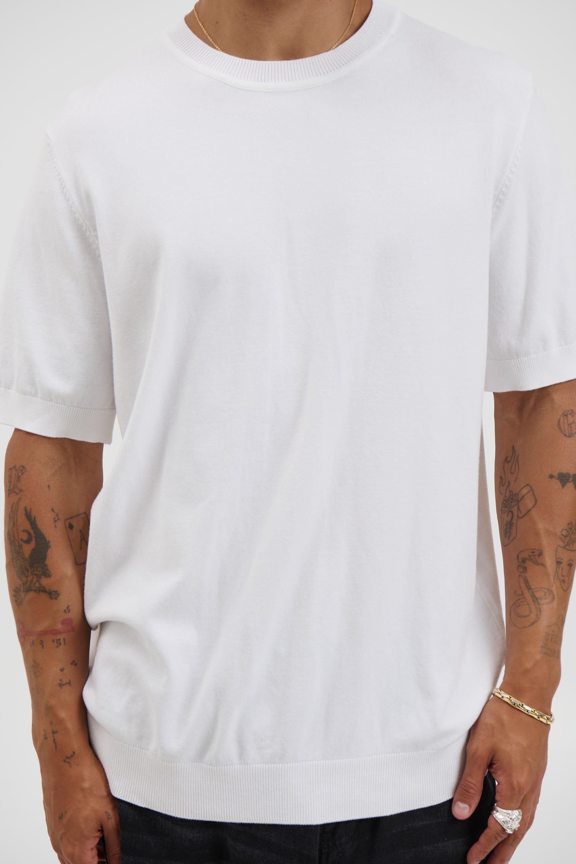 Nigel Fitted Knitted Tee White