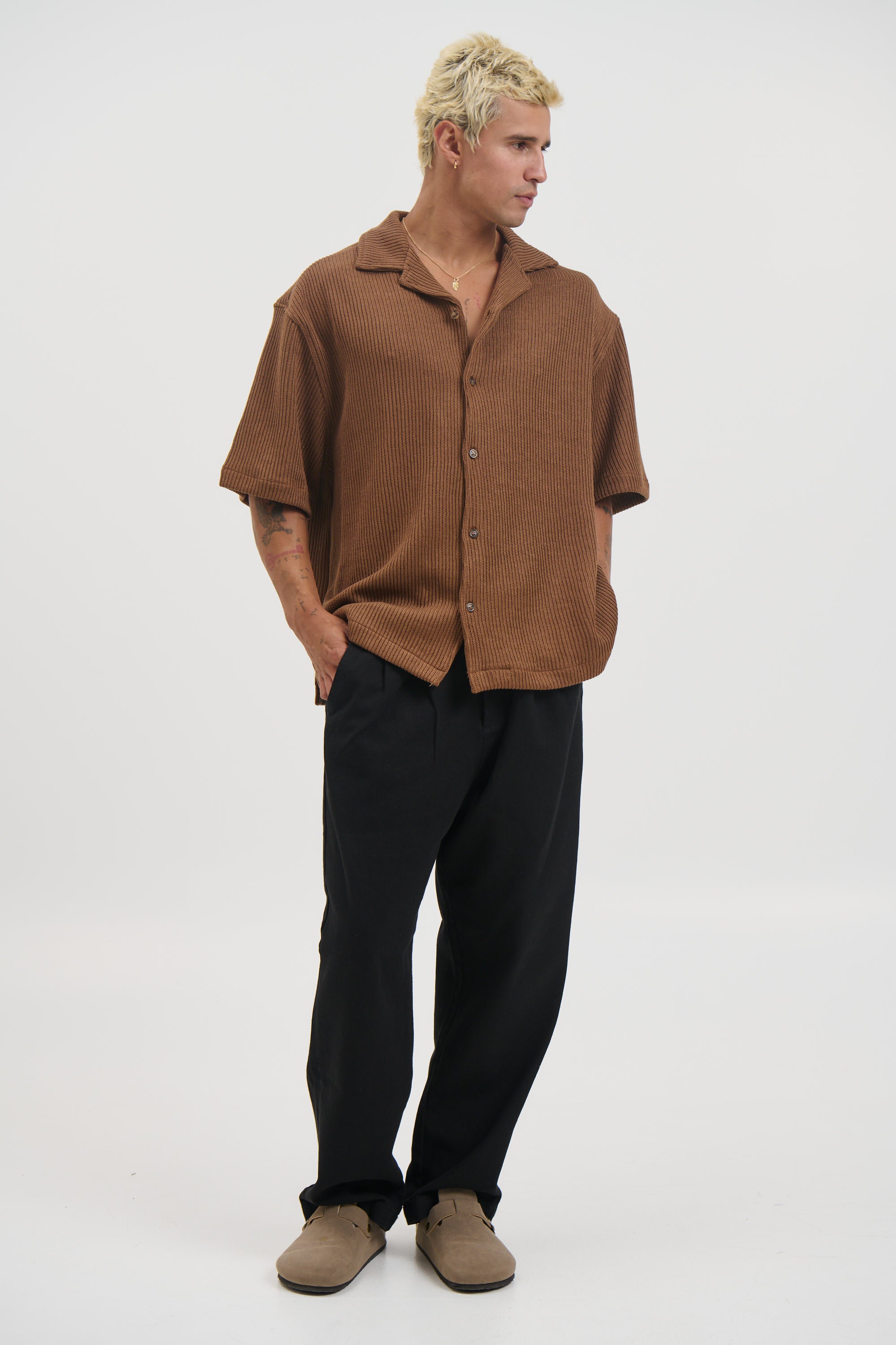 Chad Knitted Shirt Choc