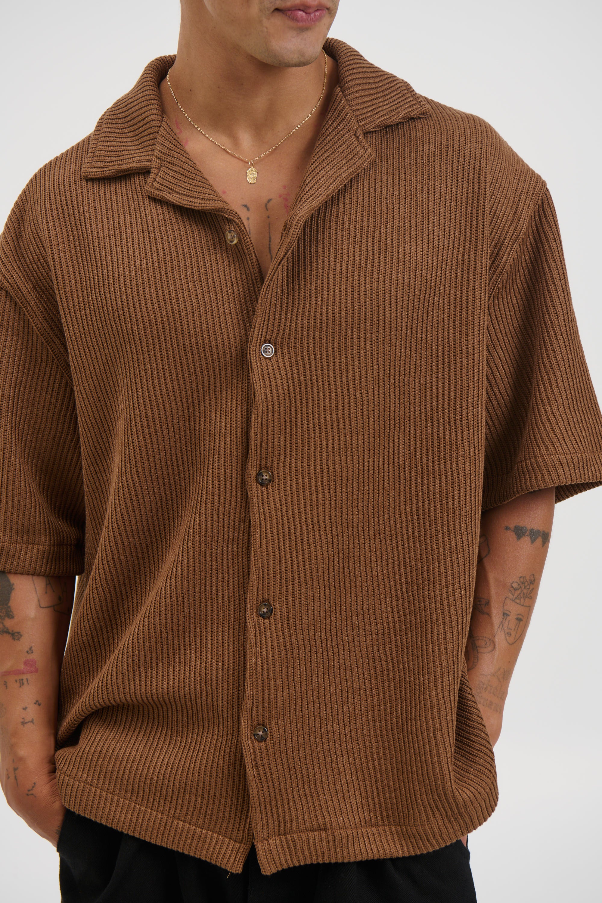 Chad Knitted Shirt Choc