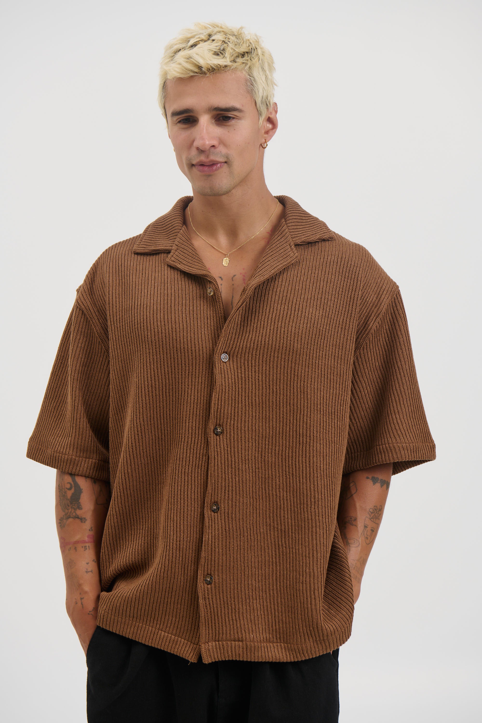 Chad Knitted Shirt Choc