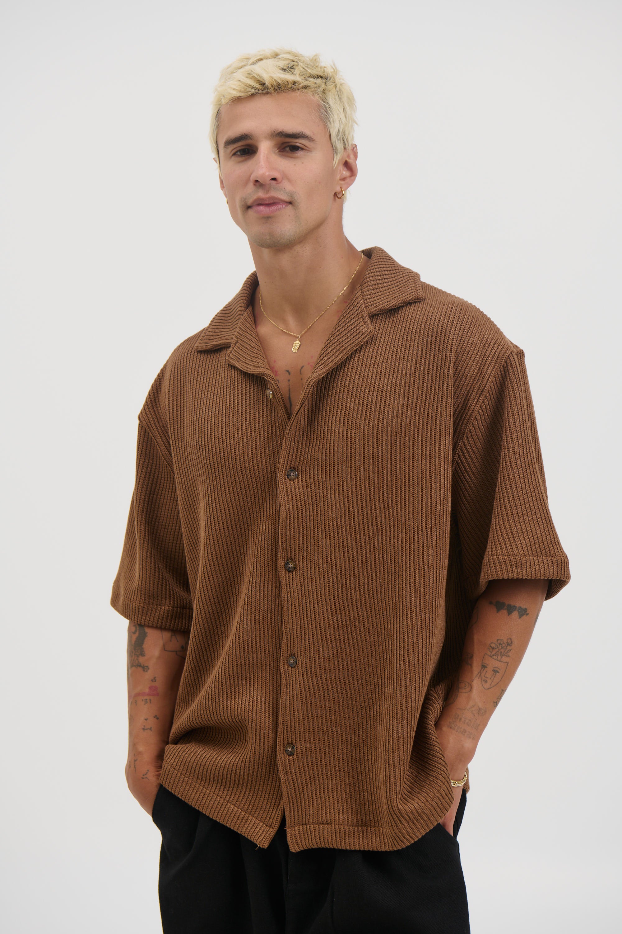Chad Knitted Shirt Choc