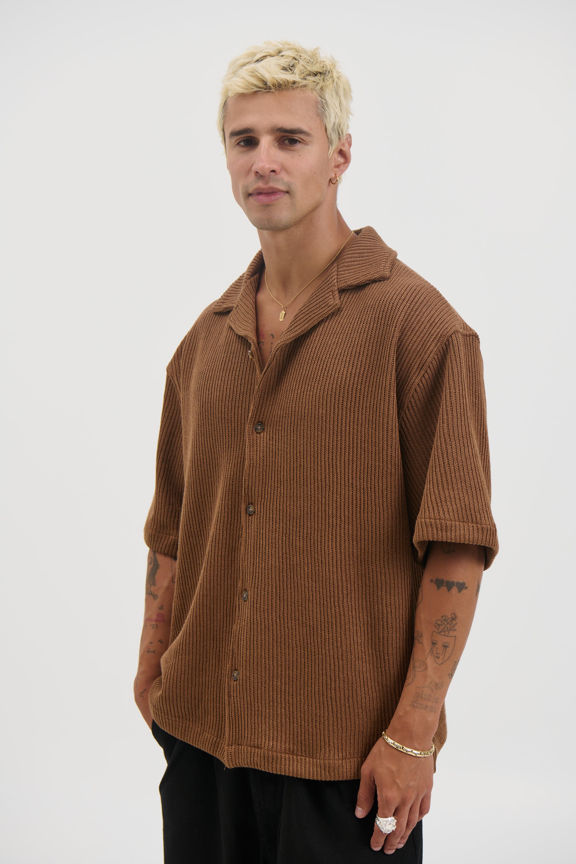 Chad Knitted Shirt Choc