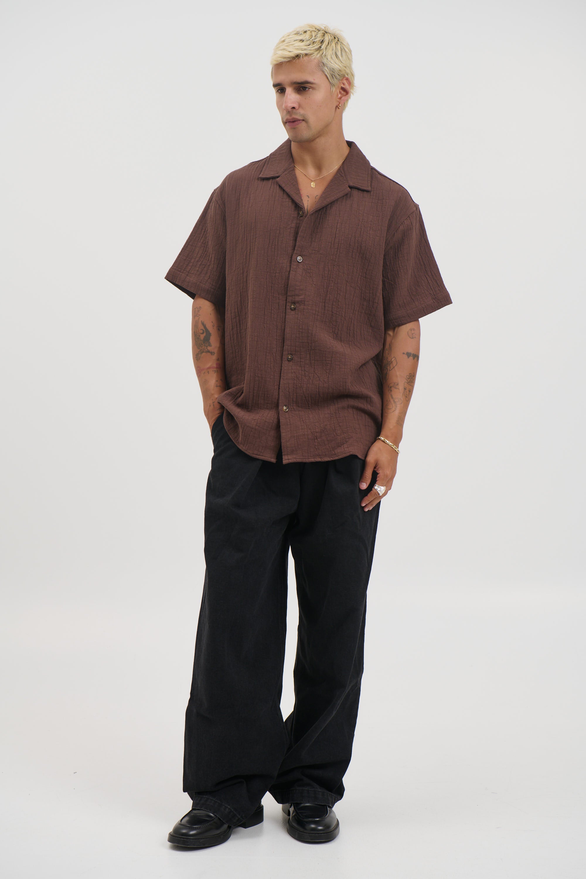 Soft Textured Shirt Choc