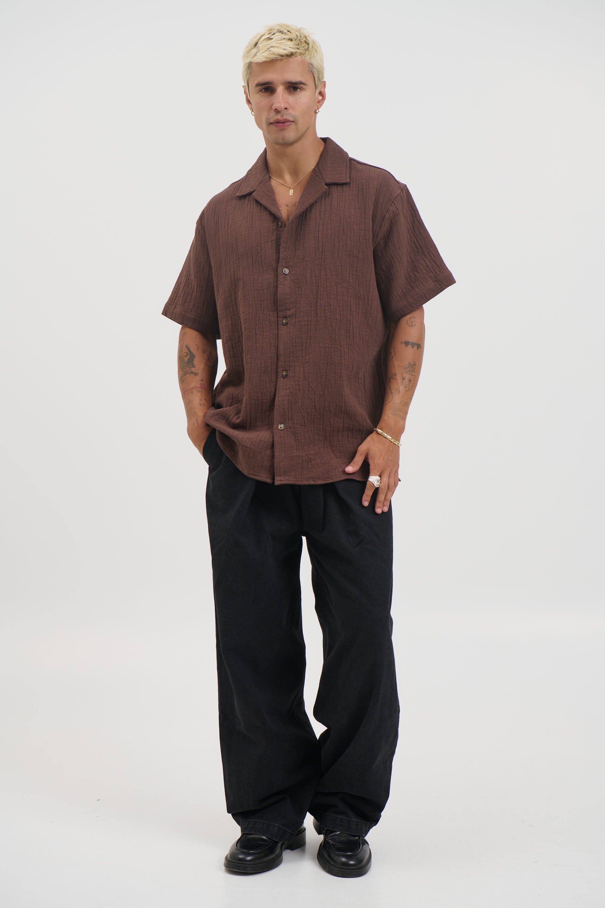 Soft Textured Shirt Choc