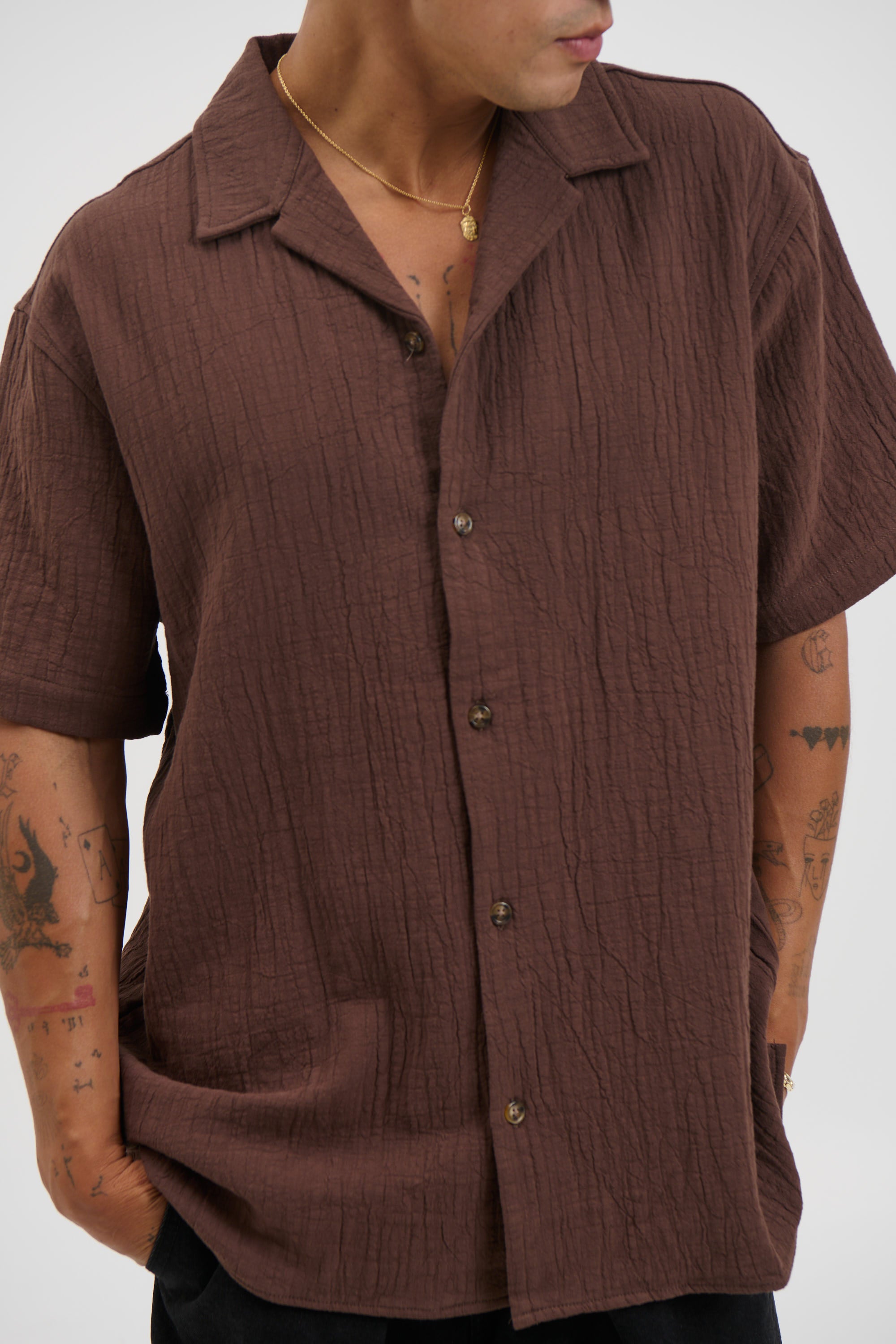 Soft Textured Shirt Choc