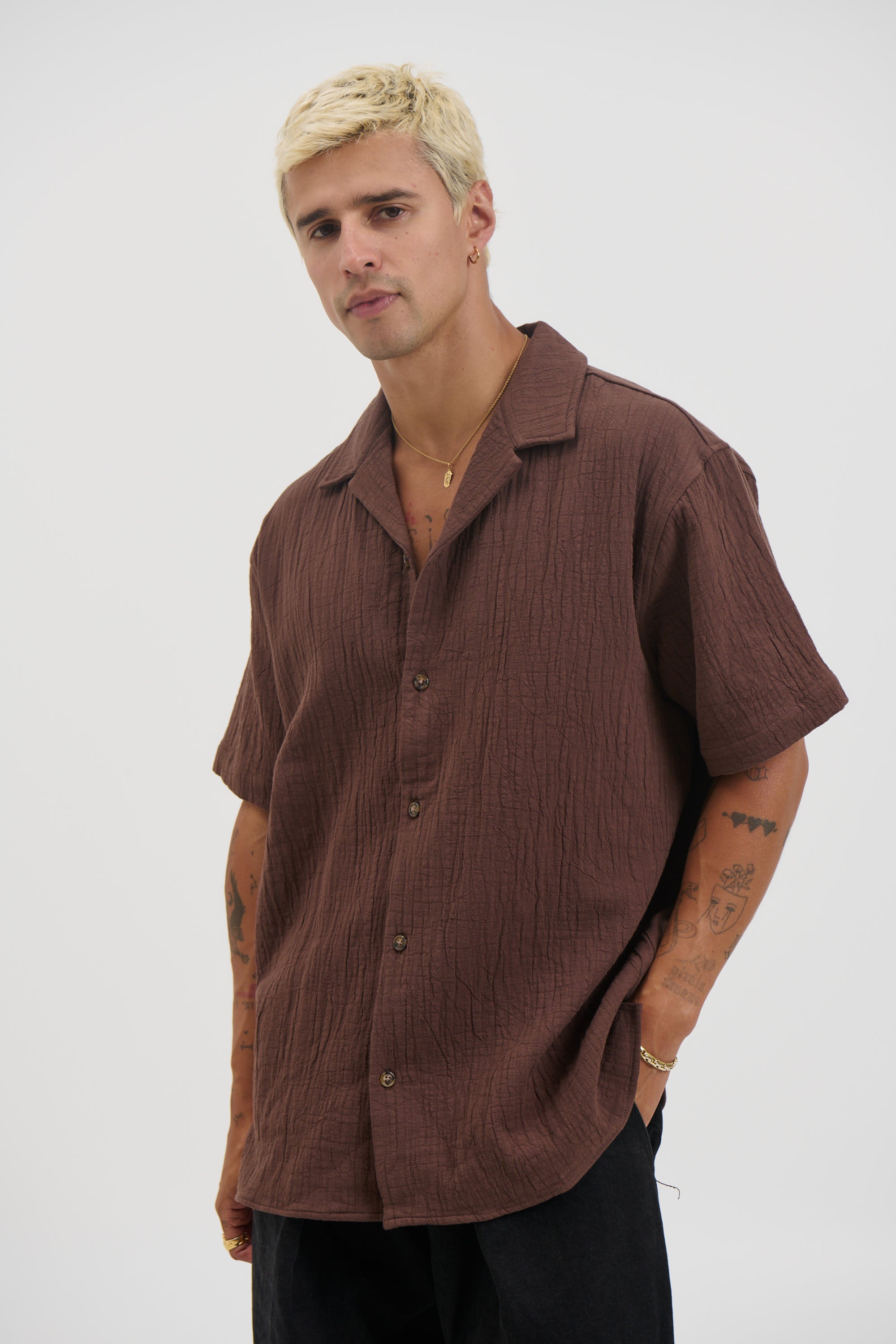 Soft Textured Shirt Choc