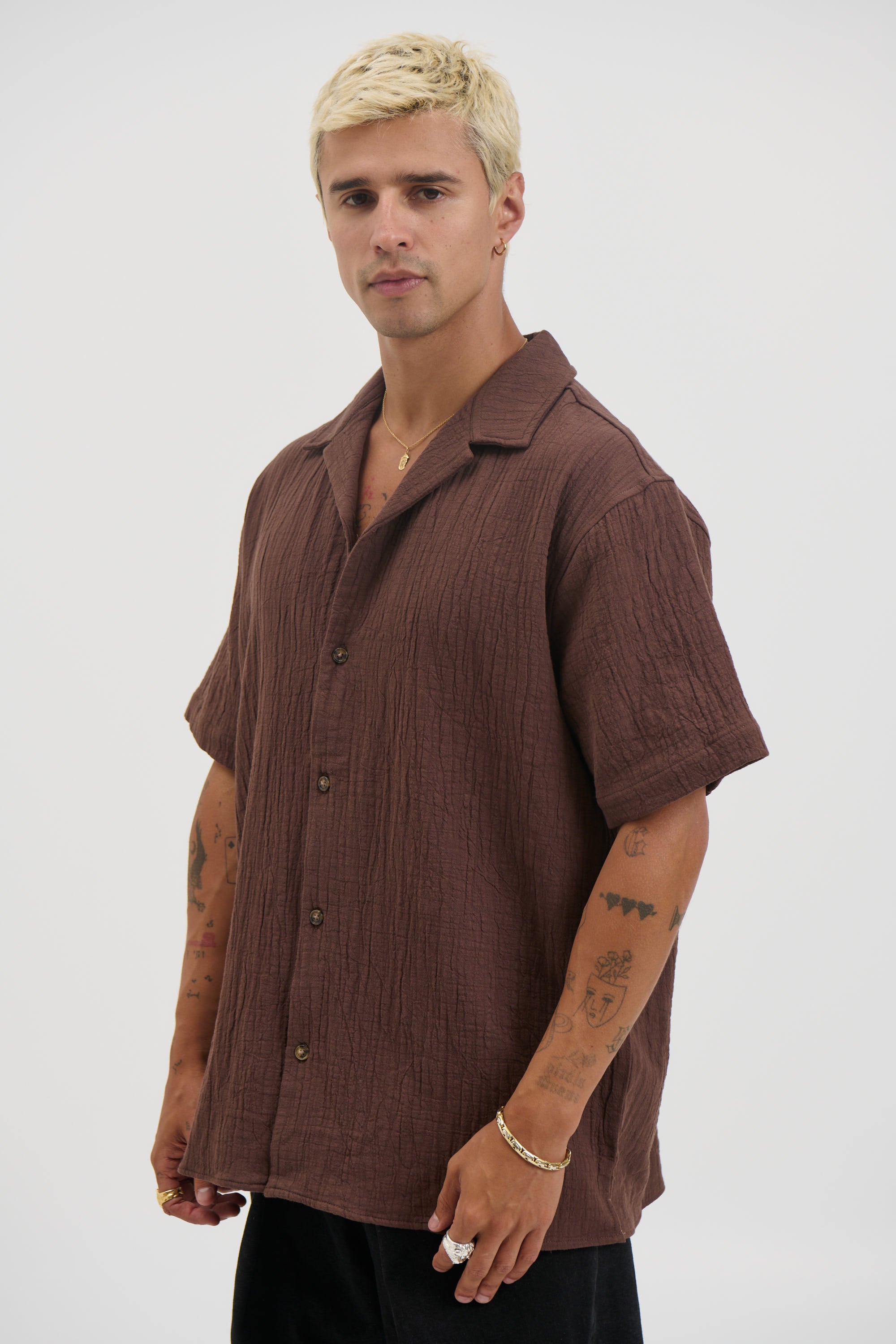 Soft Textured Shirt Choc
