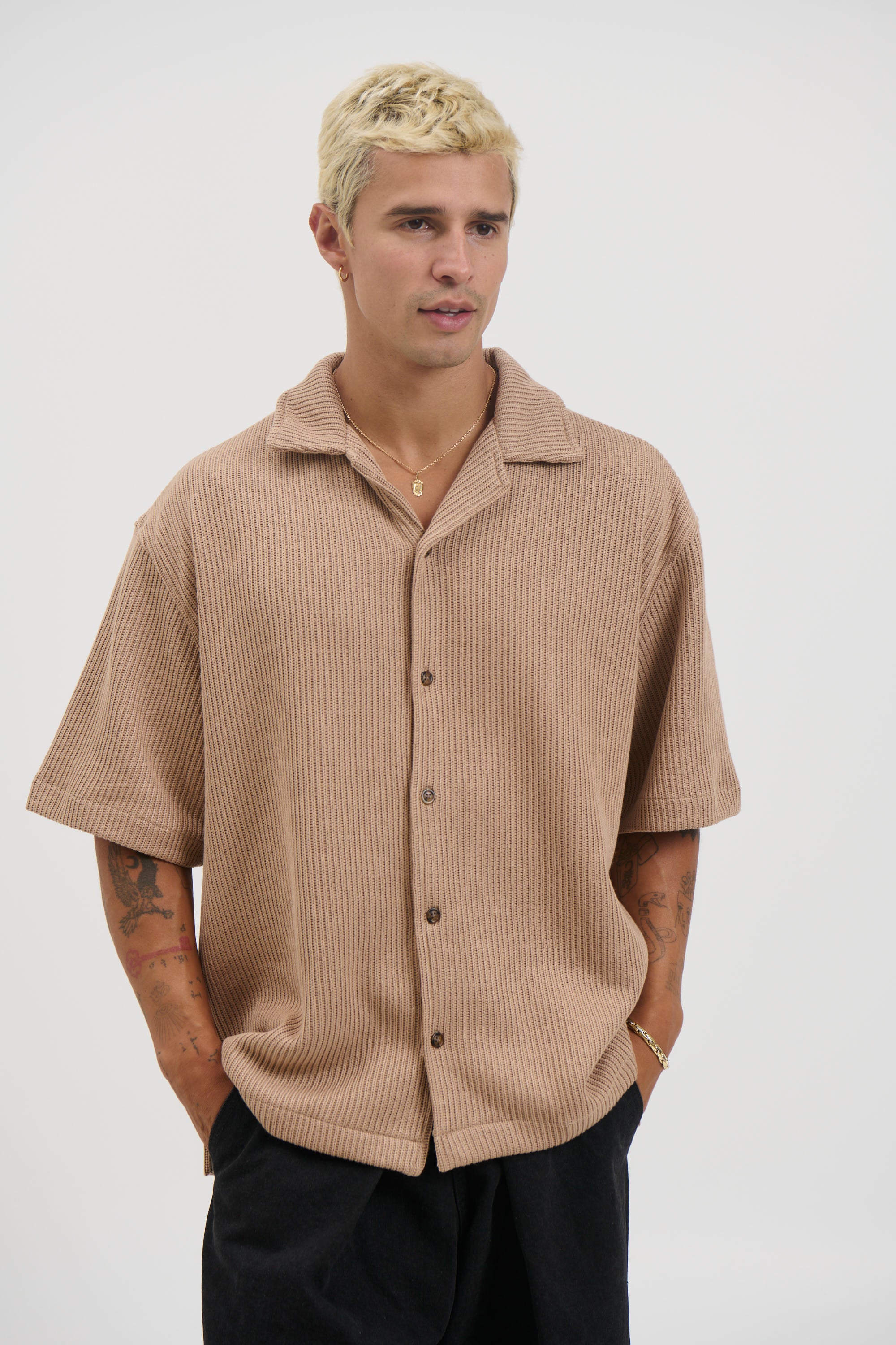 Chad Knitted Shirt Mocha