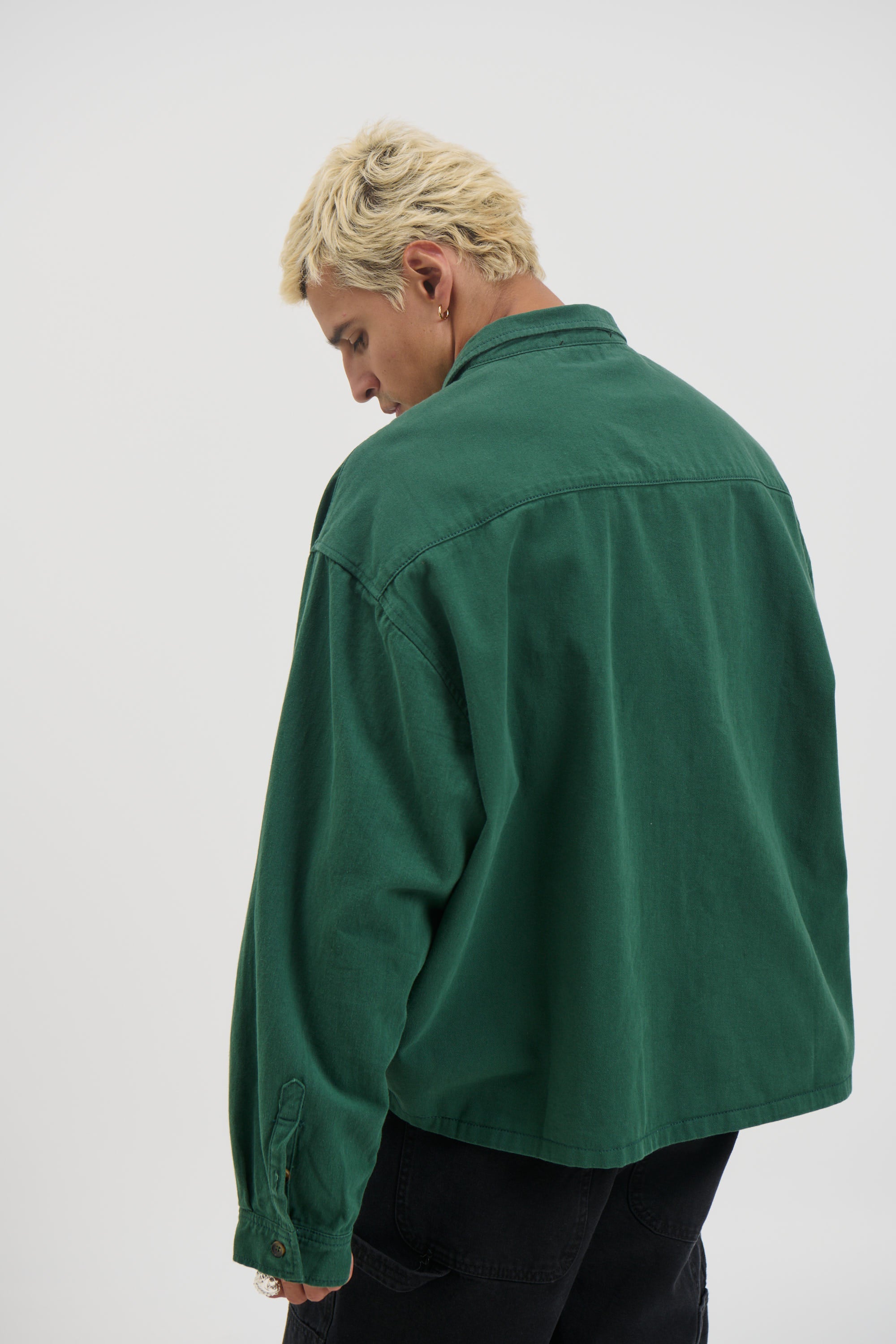 Phillip Washed Cotton Overshirt Green