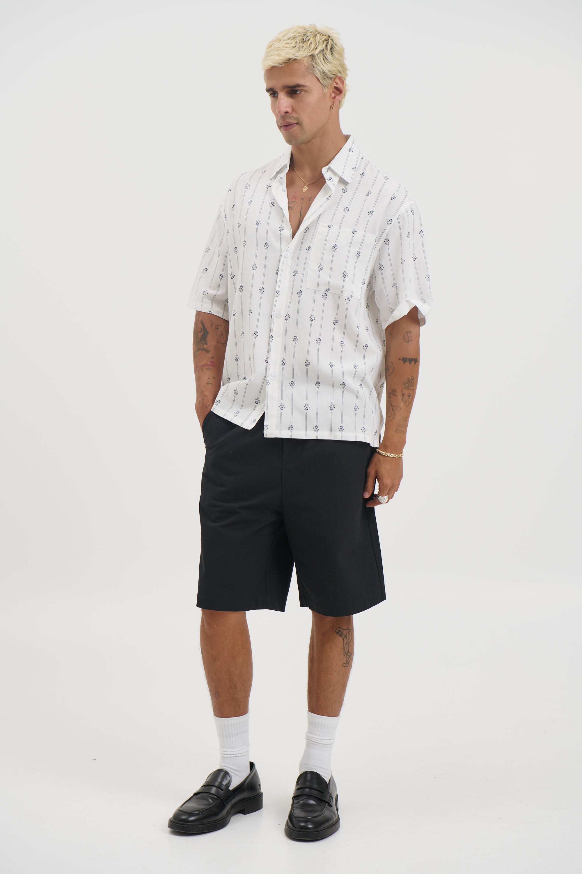 Jayden Stripe Floral Shirt White