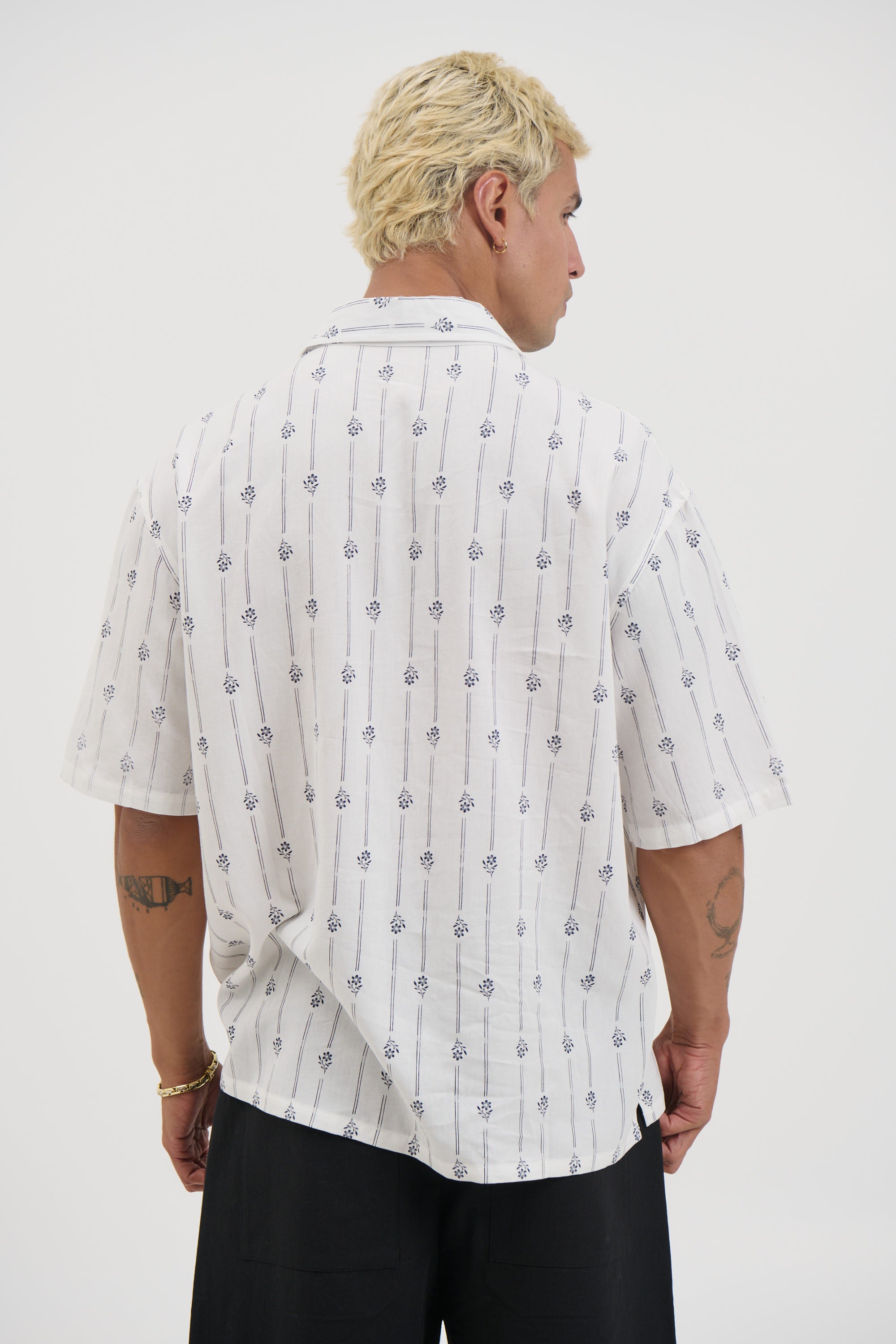 Jayden Stripe Floral Shirt White