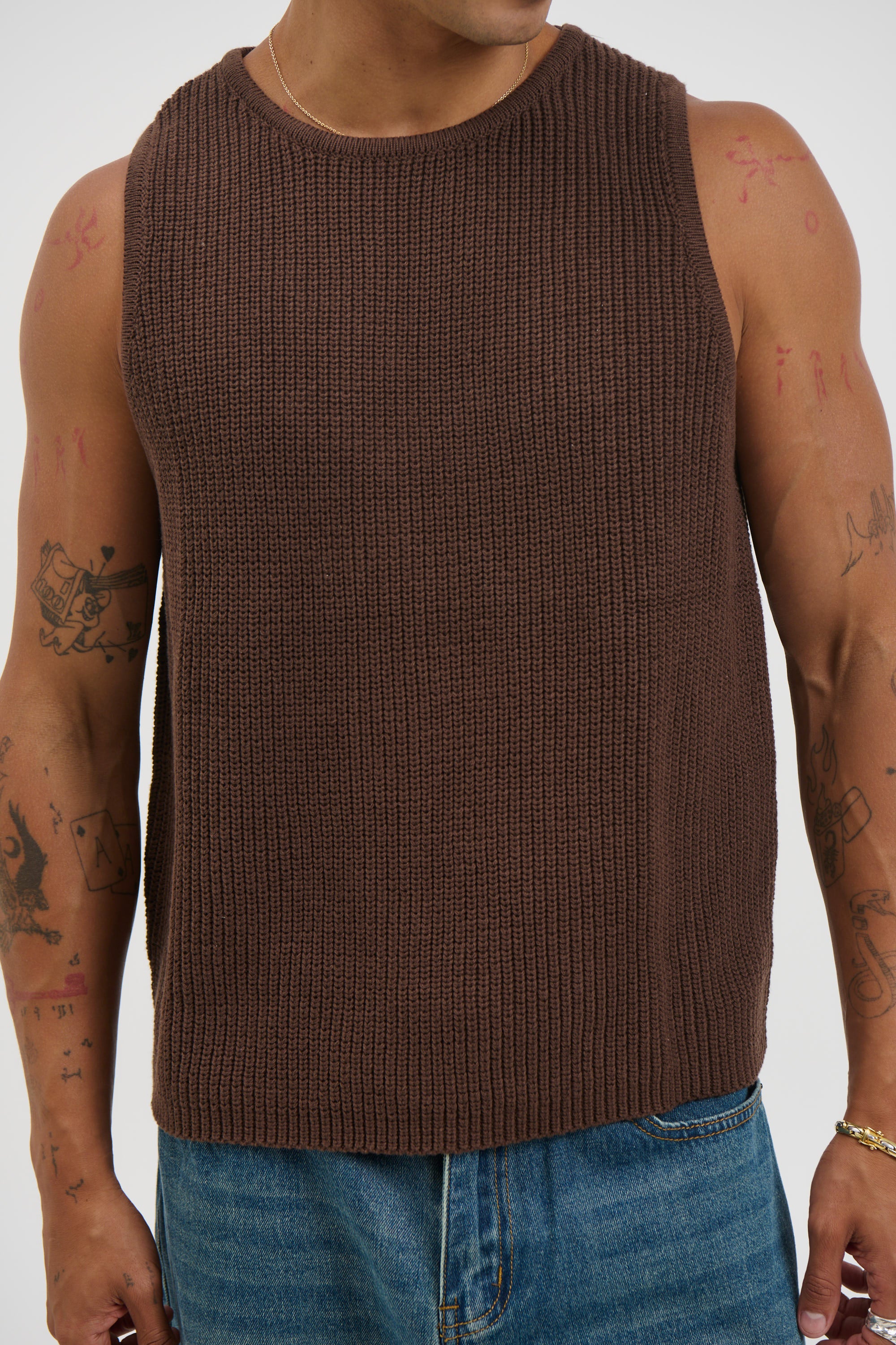 NTH Chunky Knit Tank Choc