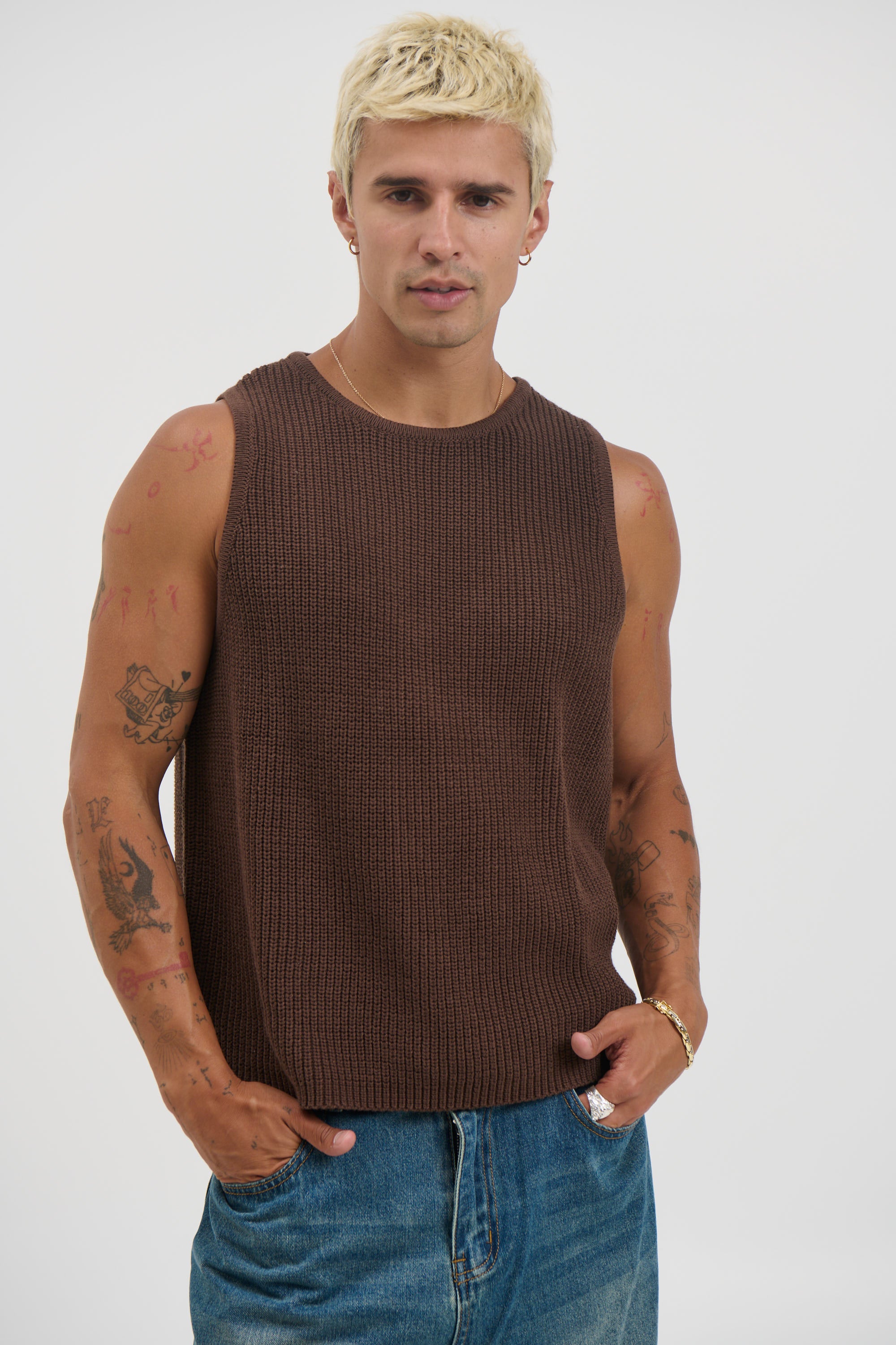 NTH Chunky Knit Tank Choc