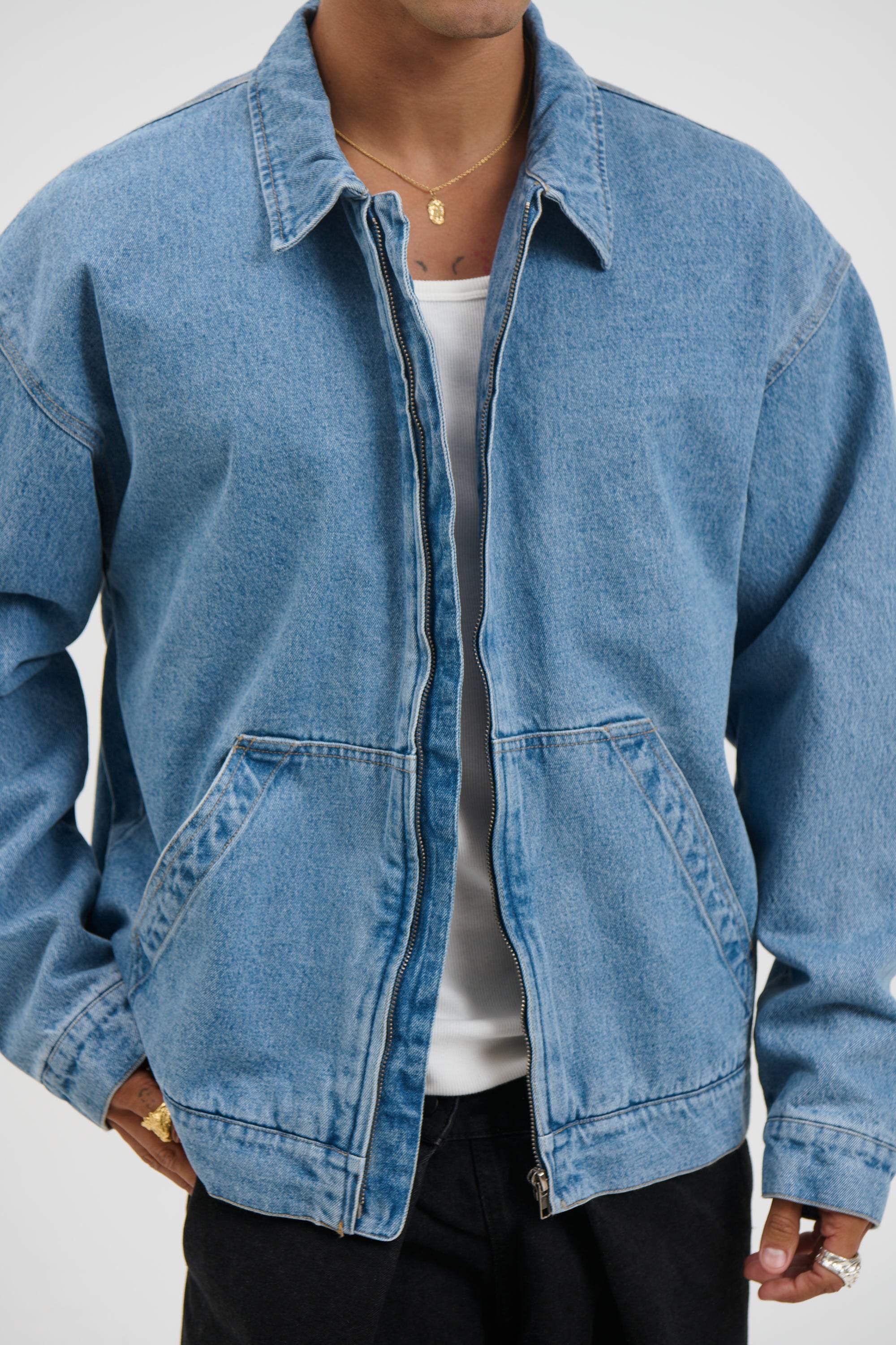 Denim Structure Jacket Blue