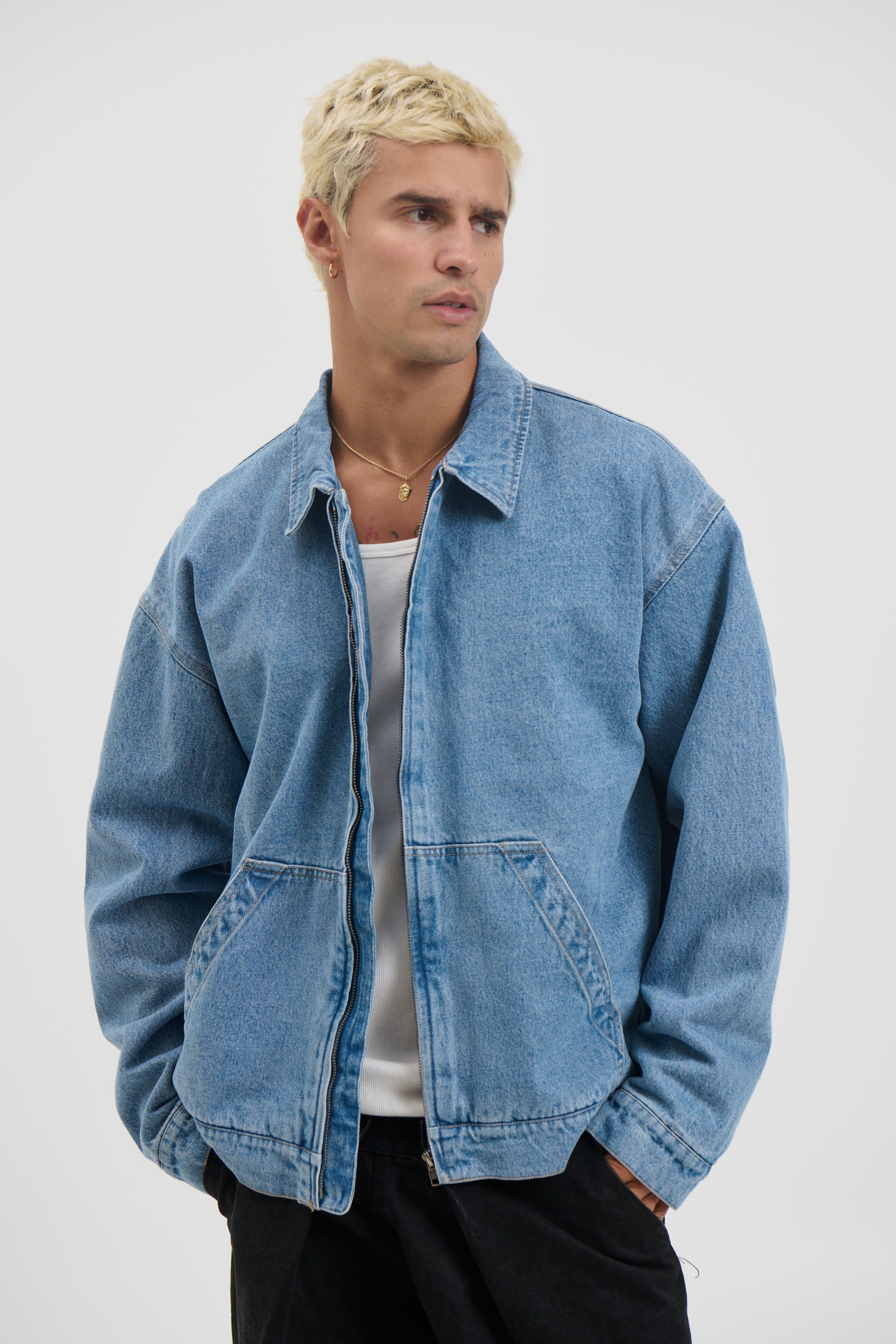 Denim Structure Jacket Blue