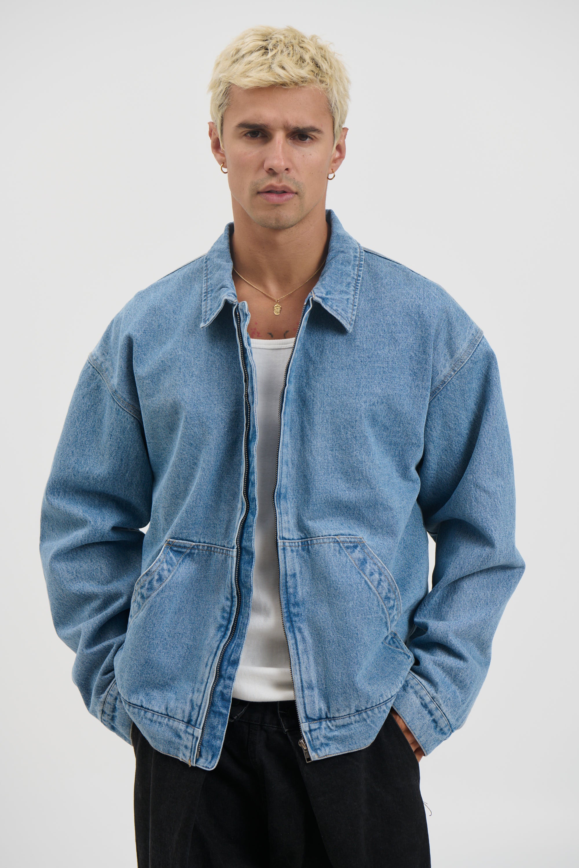 Denim Structure Jacket Blue