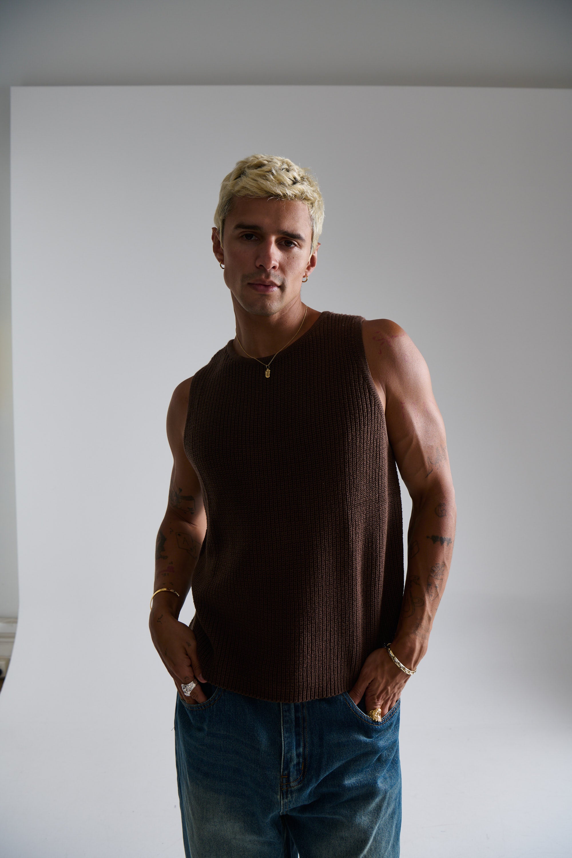 NTH Chunky Knit Tank Choc