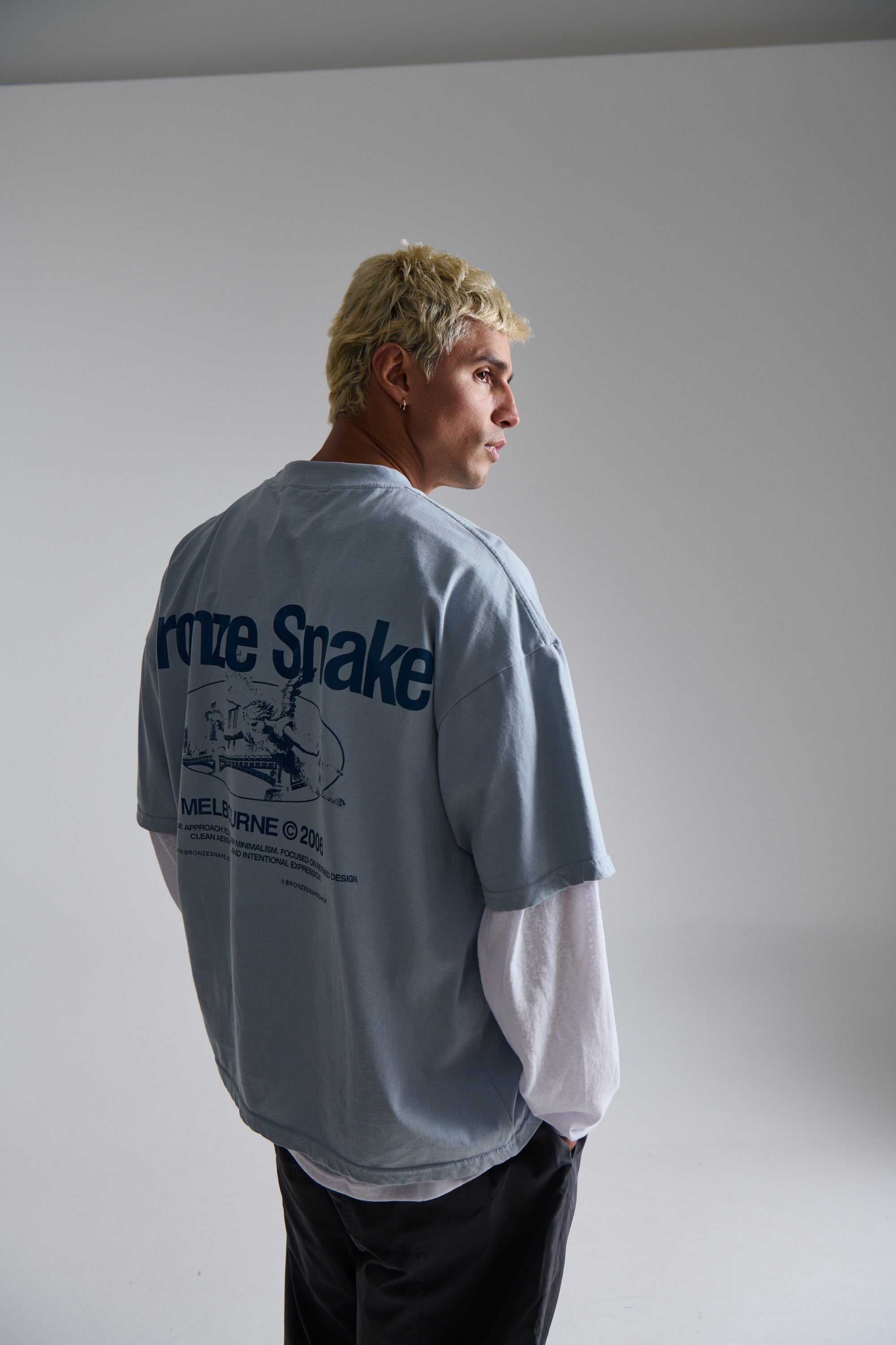 Bronze Snake Melb Tee Baby Blue