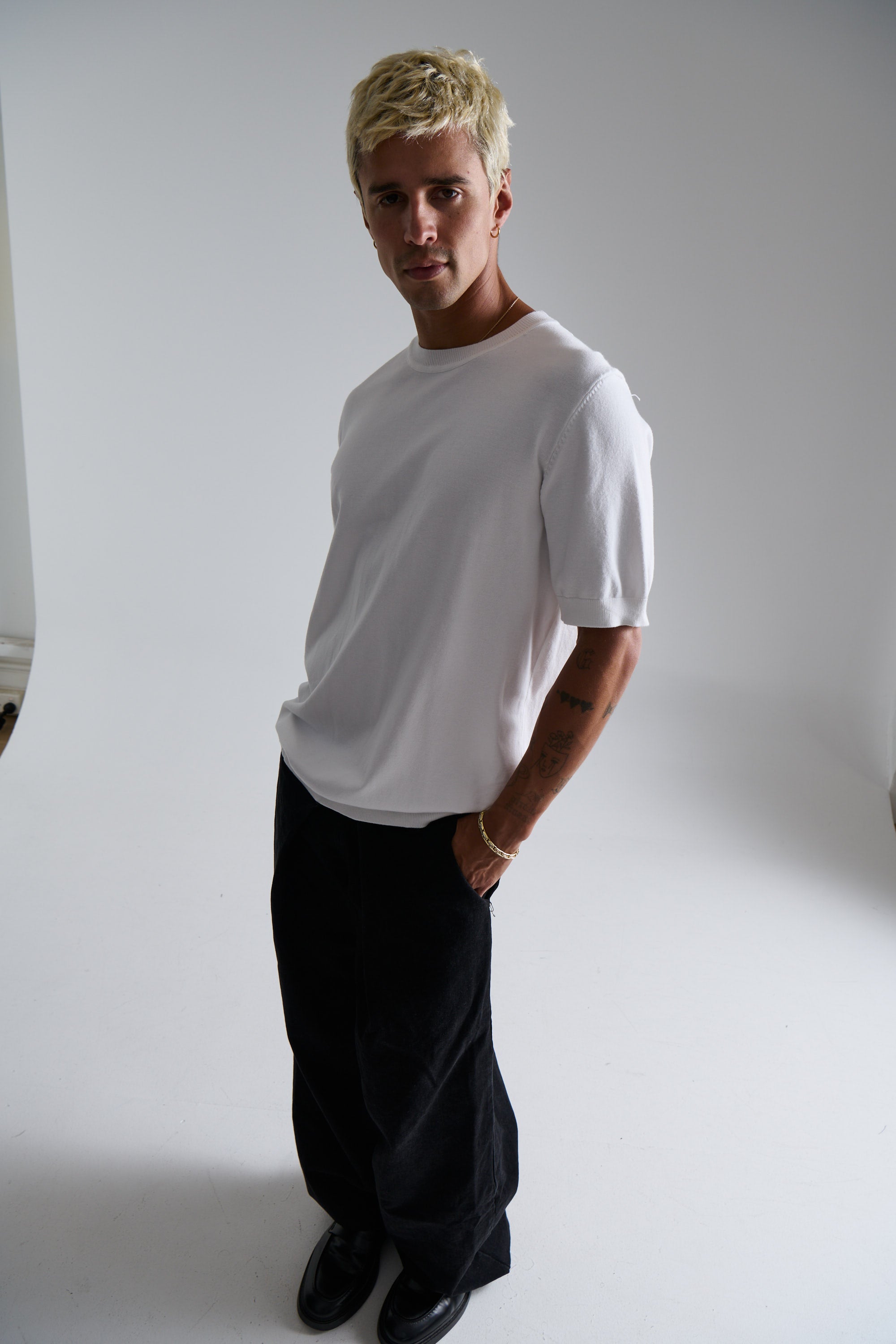 Nigel Fitted Knitted Tee White