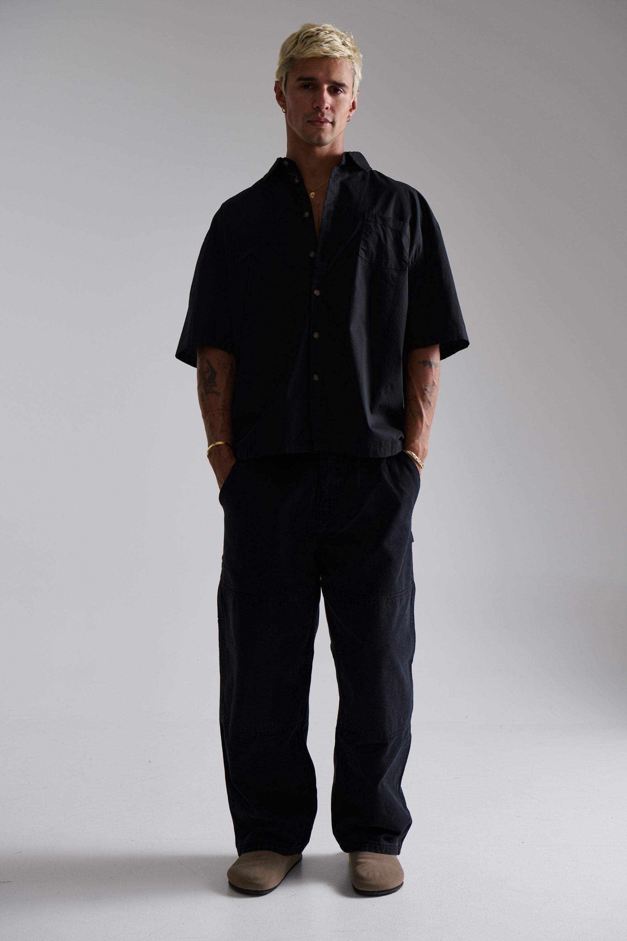 Nathaniel Drop Shirt Solid Black