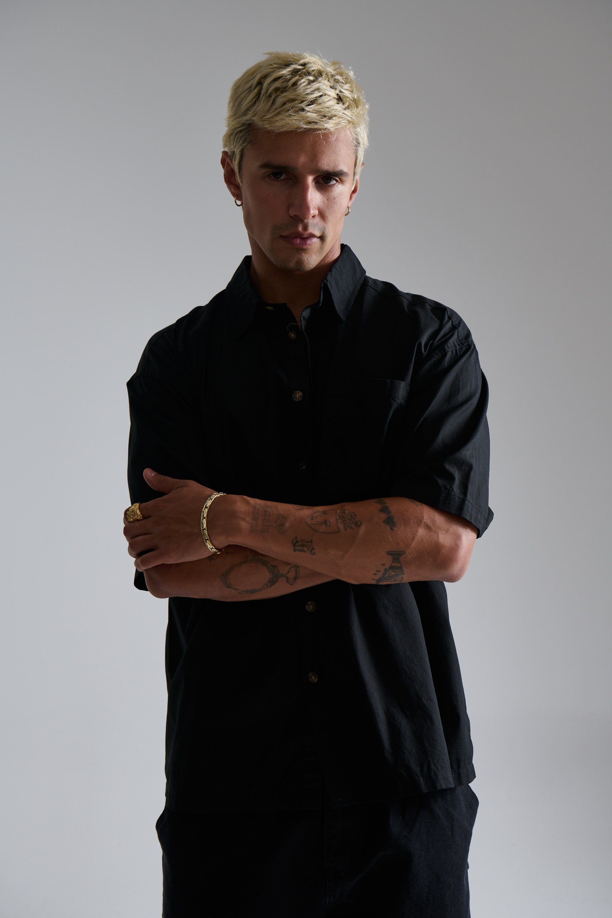 Nathaniel Drop Shirt Solid Black