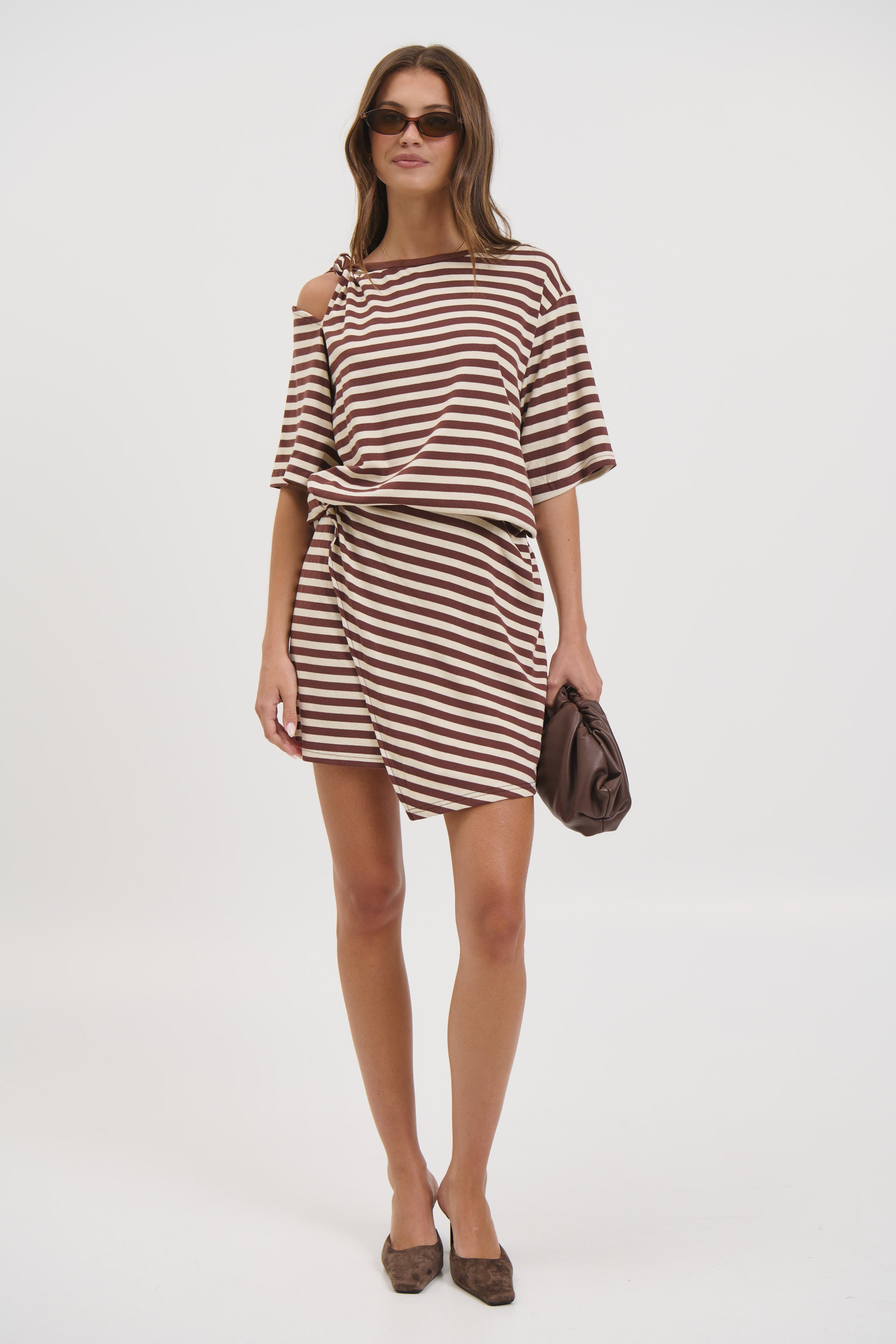 Anastasia Tee Dress Chocolate Stripe