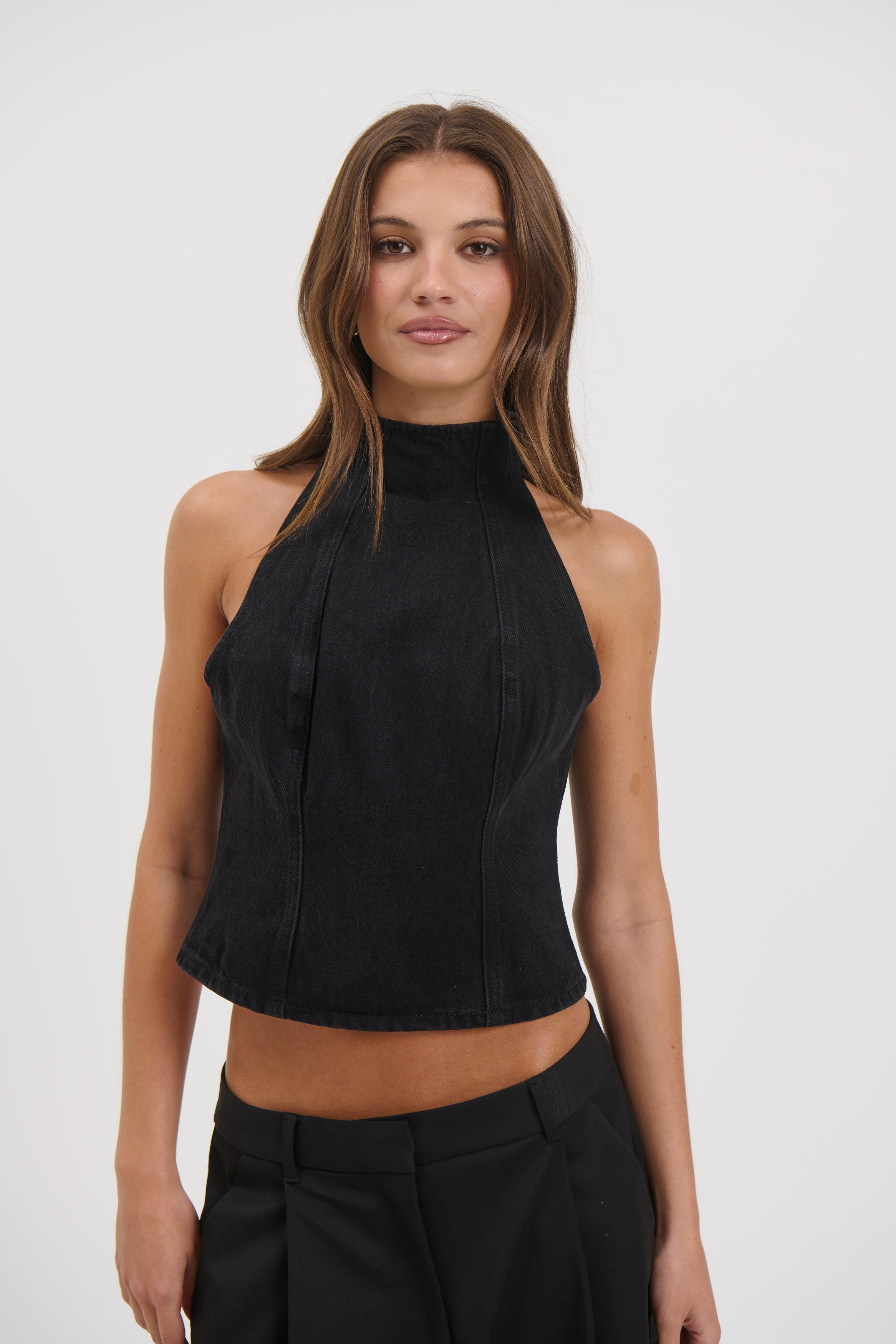 Thea Denim Turtleneck Backstage Black