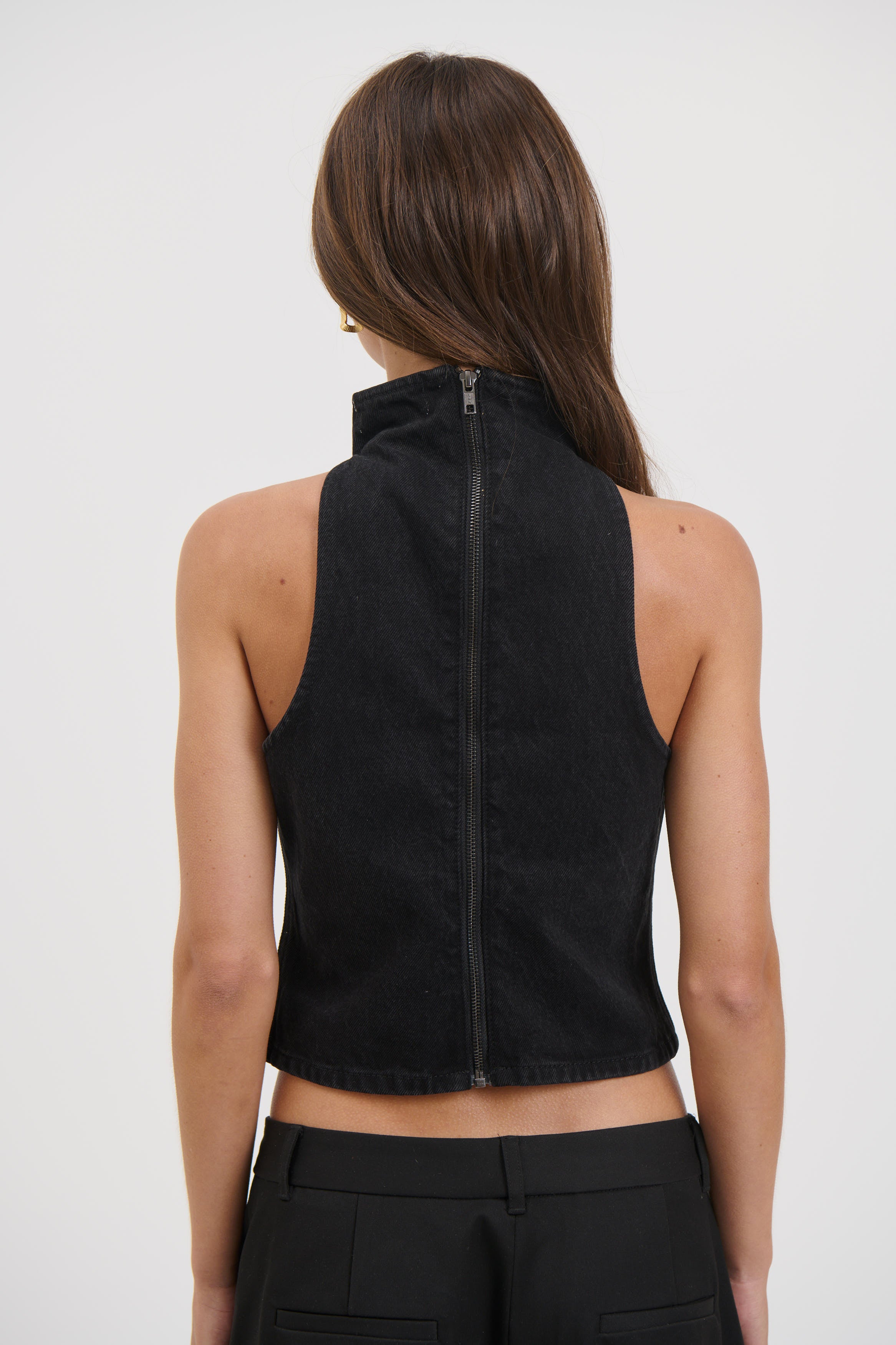 Thea Denim Turtleneck Backstage Black
