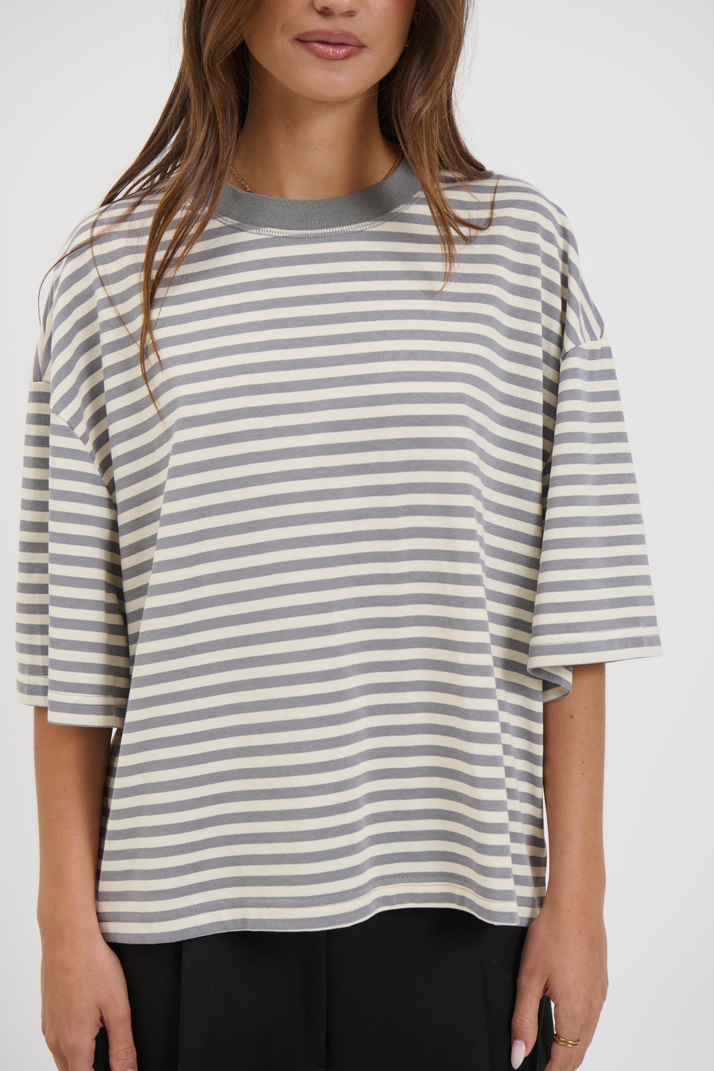 Bloom Short Sleeve Ash Stripe