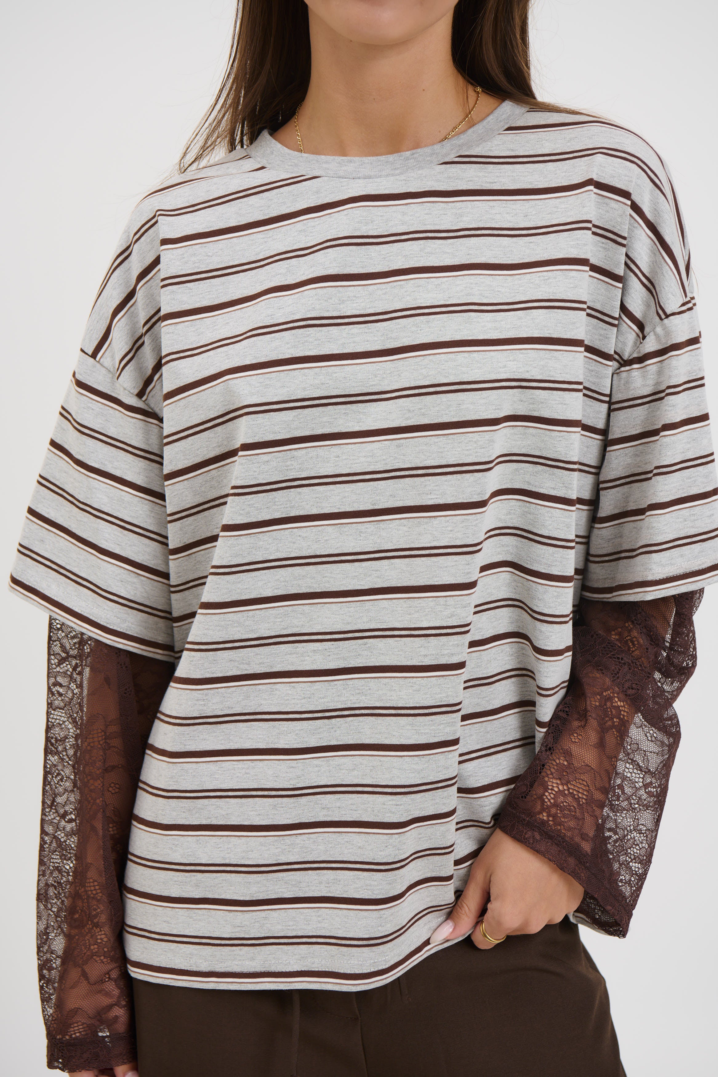 Micca Lace Tee Grey