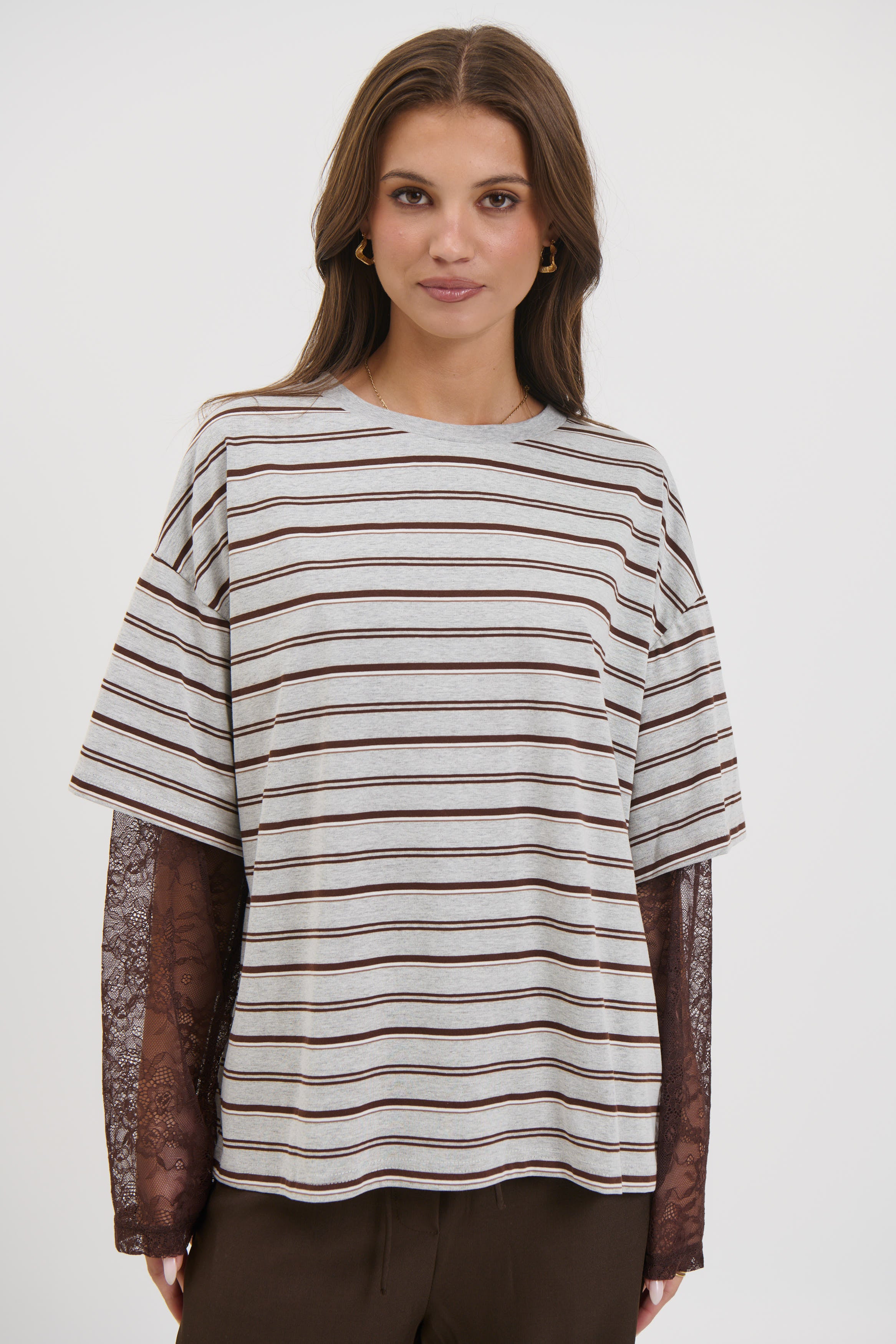 Micca Lace Tee Grey