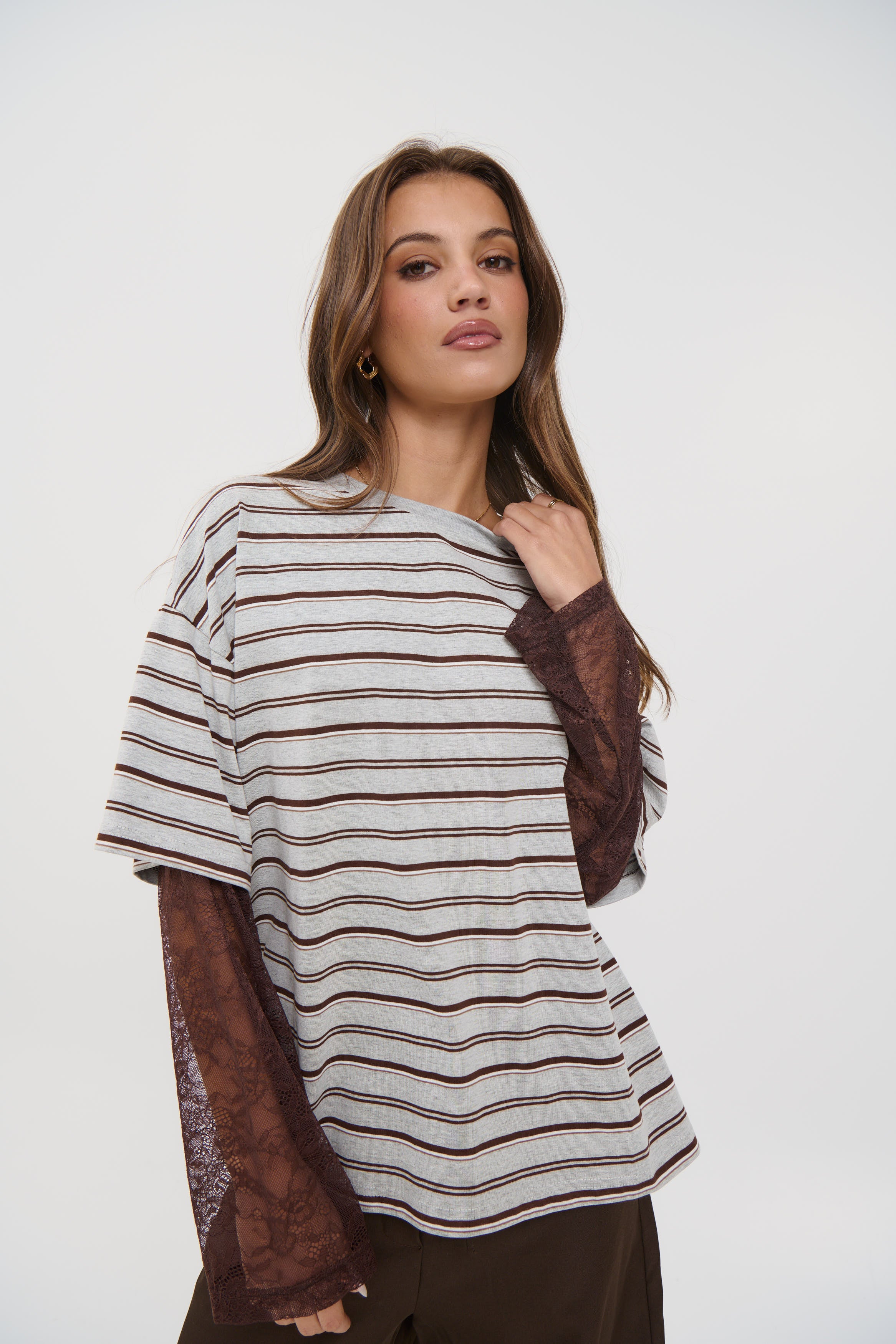 Micca Lace Tee Grey
