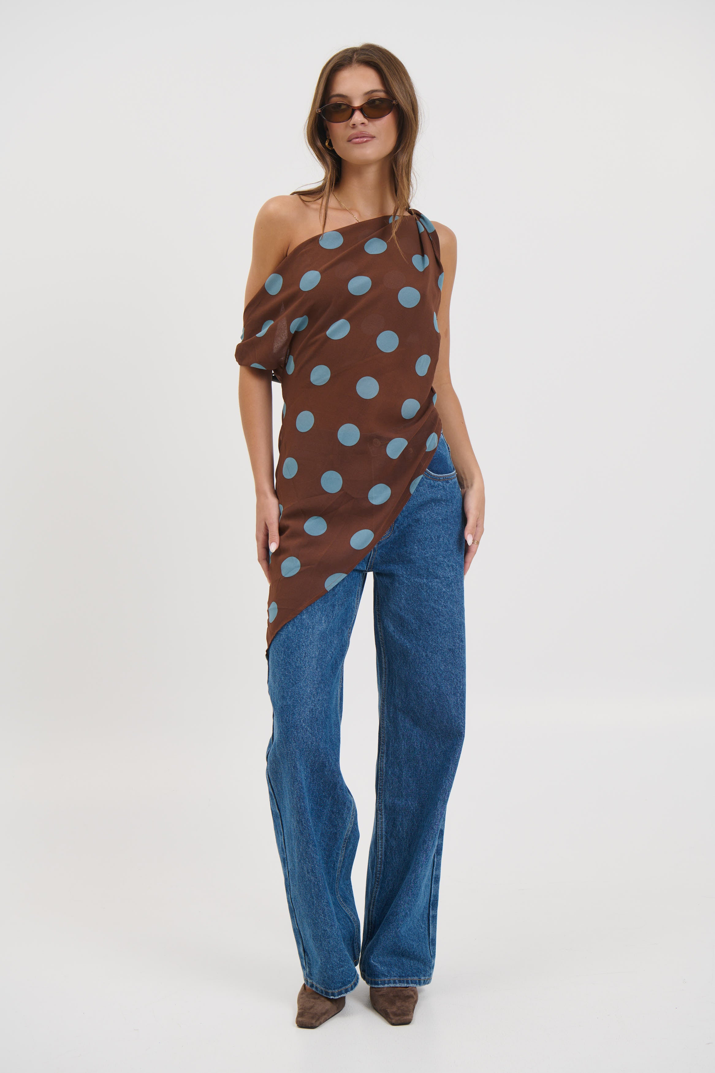 Shay Asymmetrical Top Chocolate