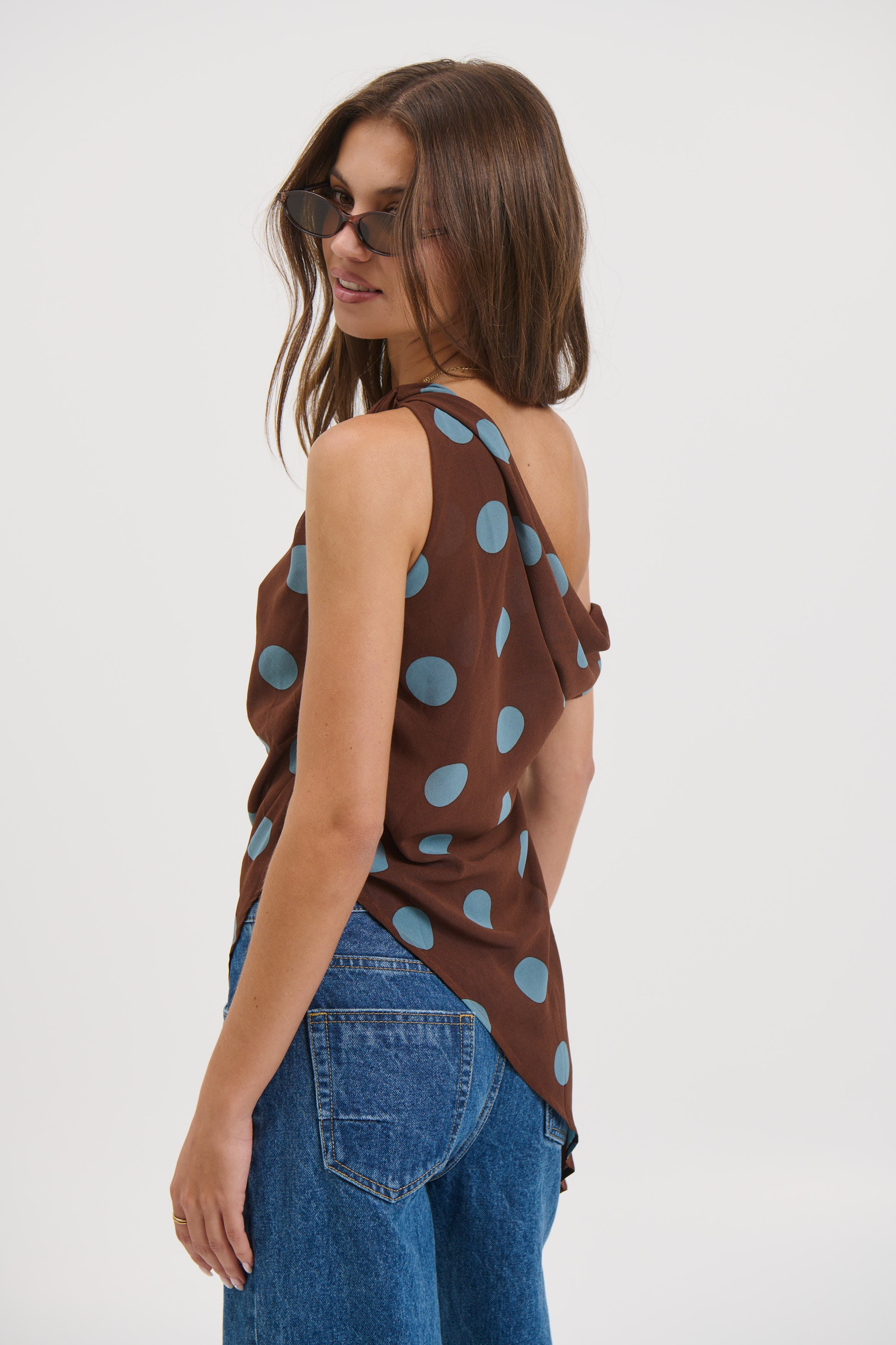 Shay Asymmetrical Top Chocolate