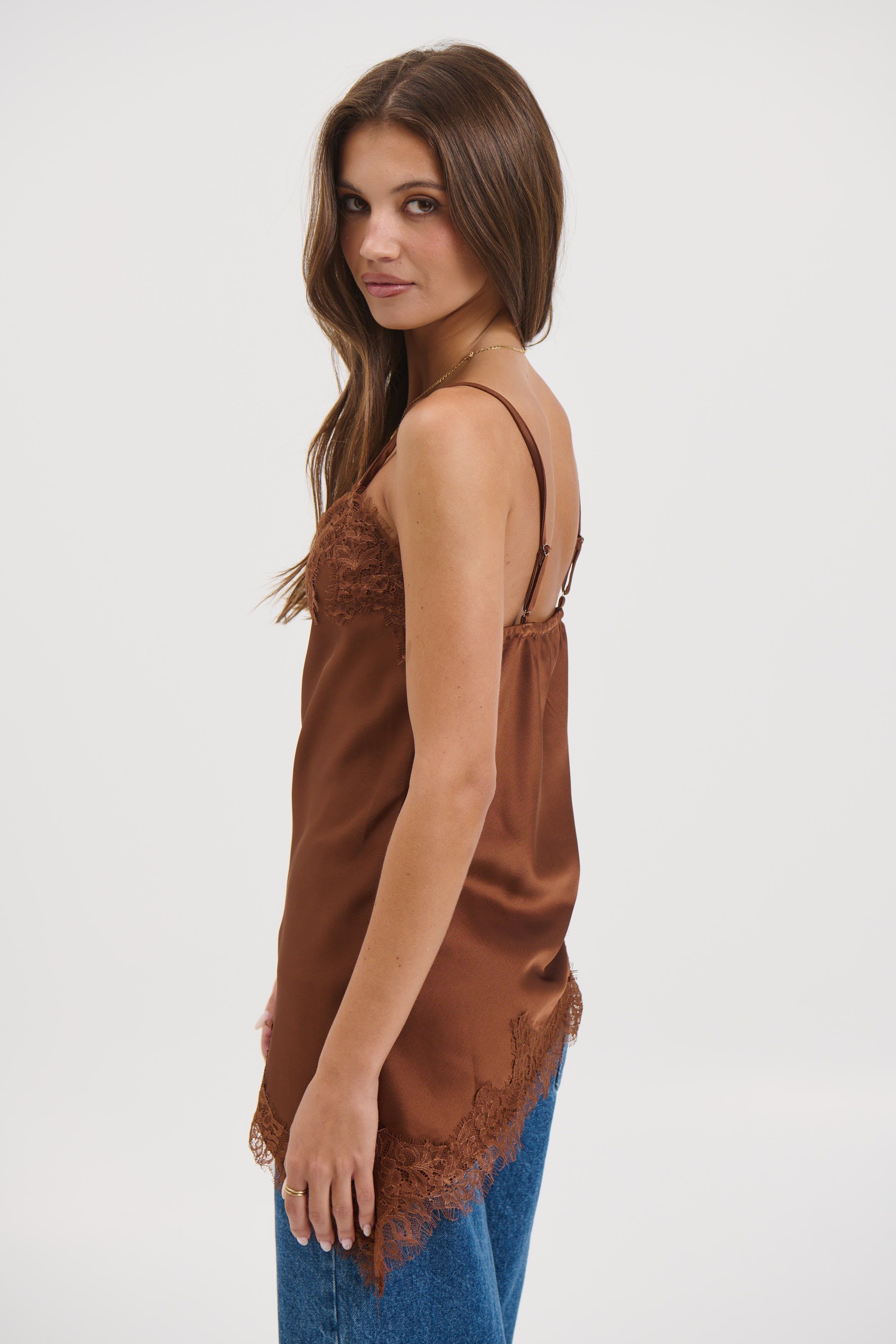 Chrishell Lace Cami Chocolate