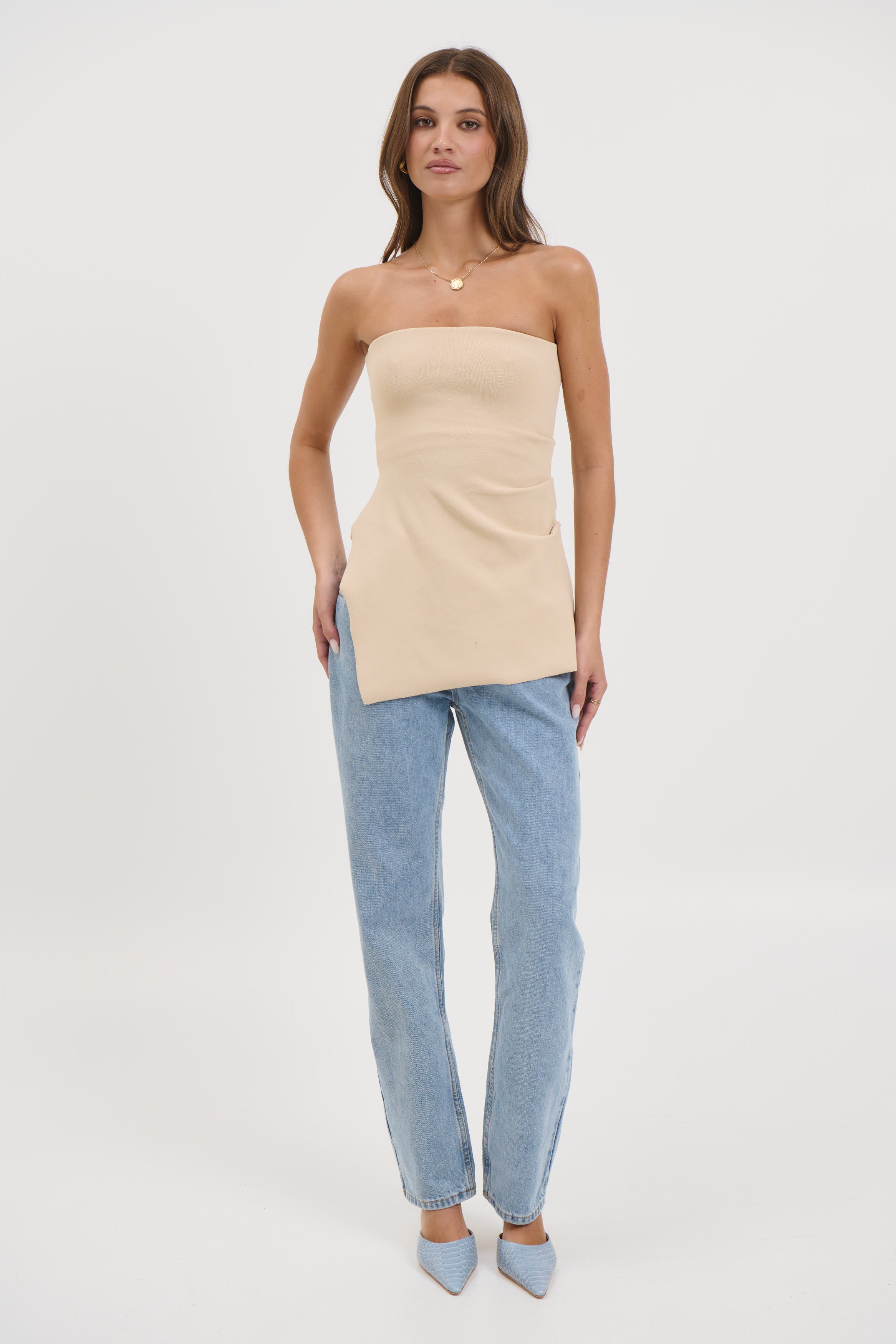Melinda Strapless Top Sand
