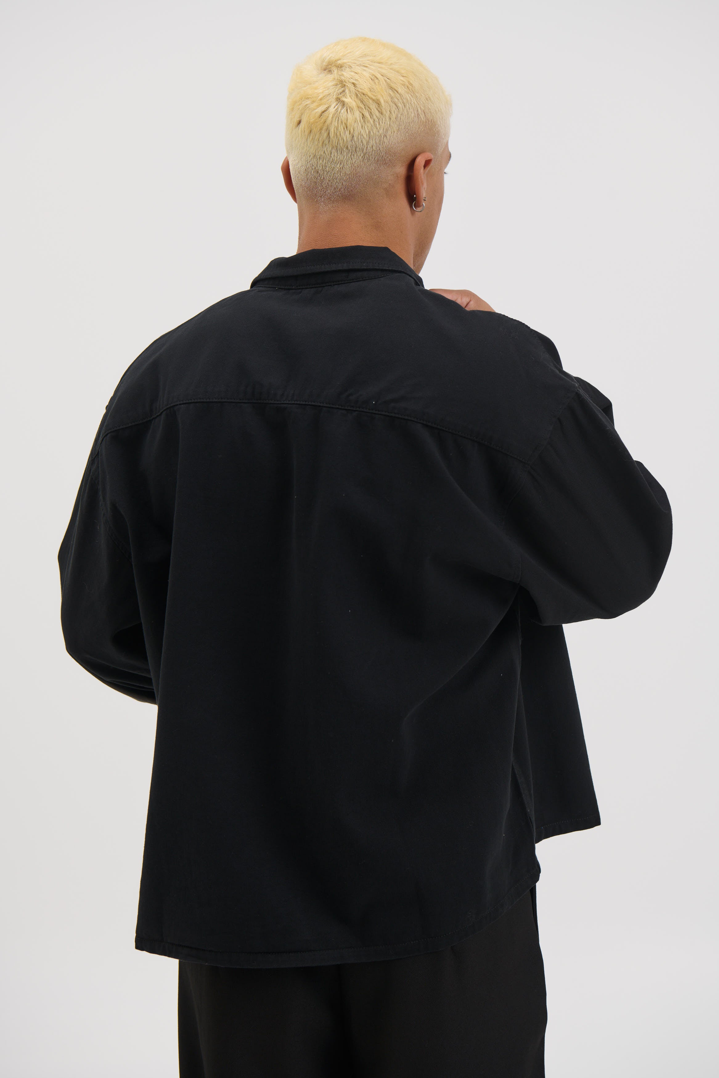 Phillip Washed Cotton Overshirt Black