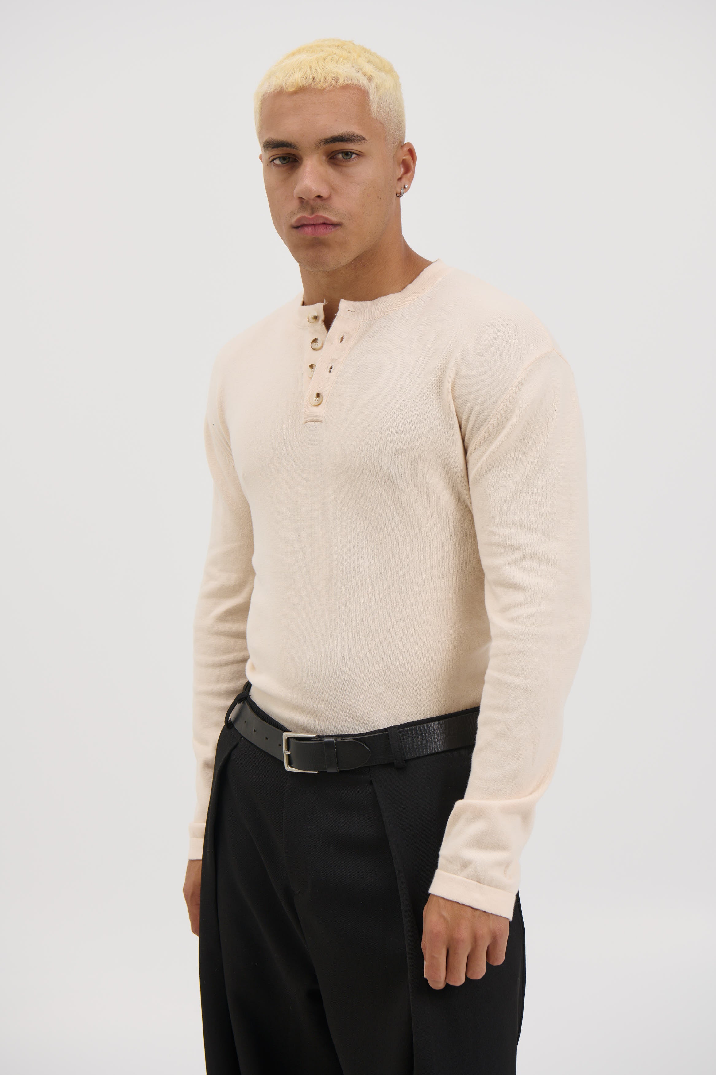 Jackson Fitted Henley Ivory