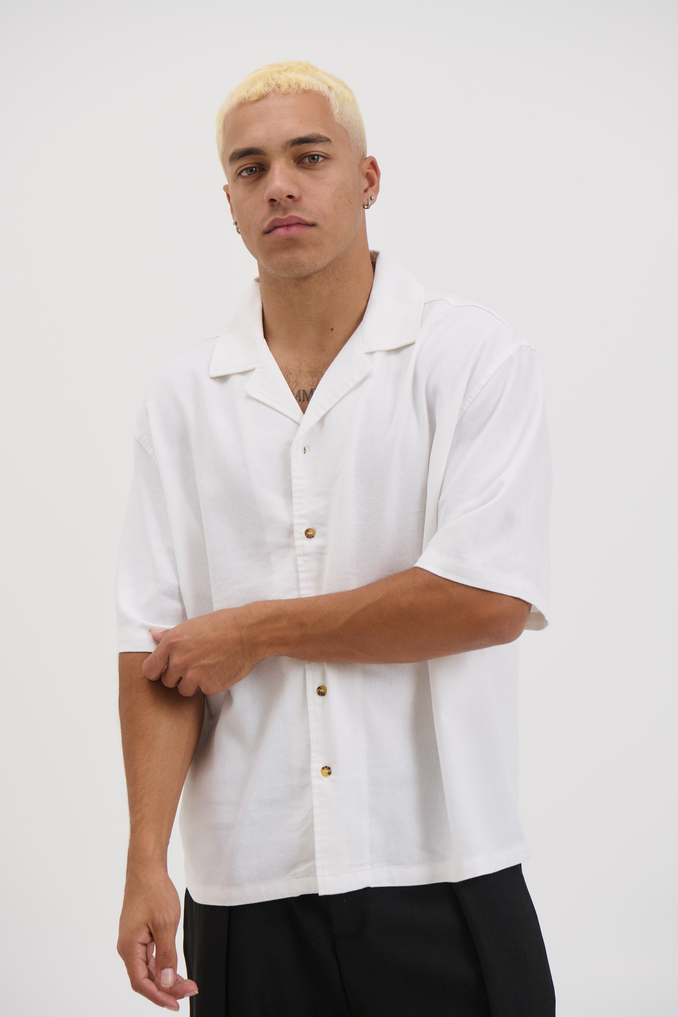 Raf Cropped Shirt Linen White