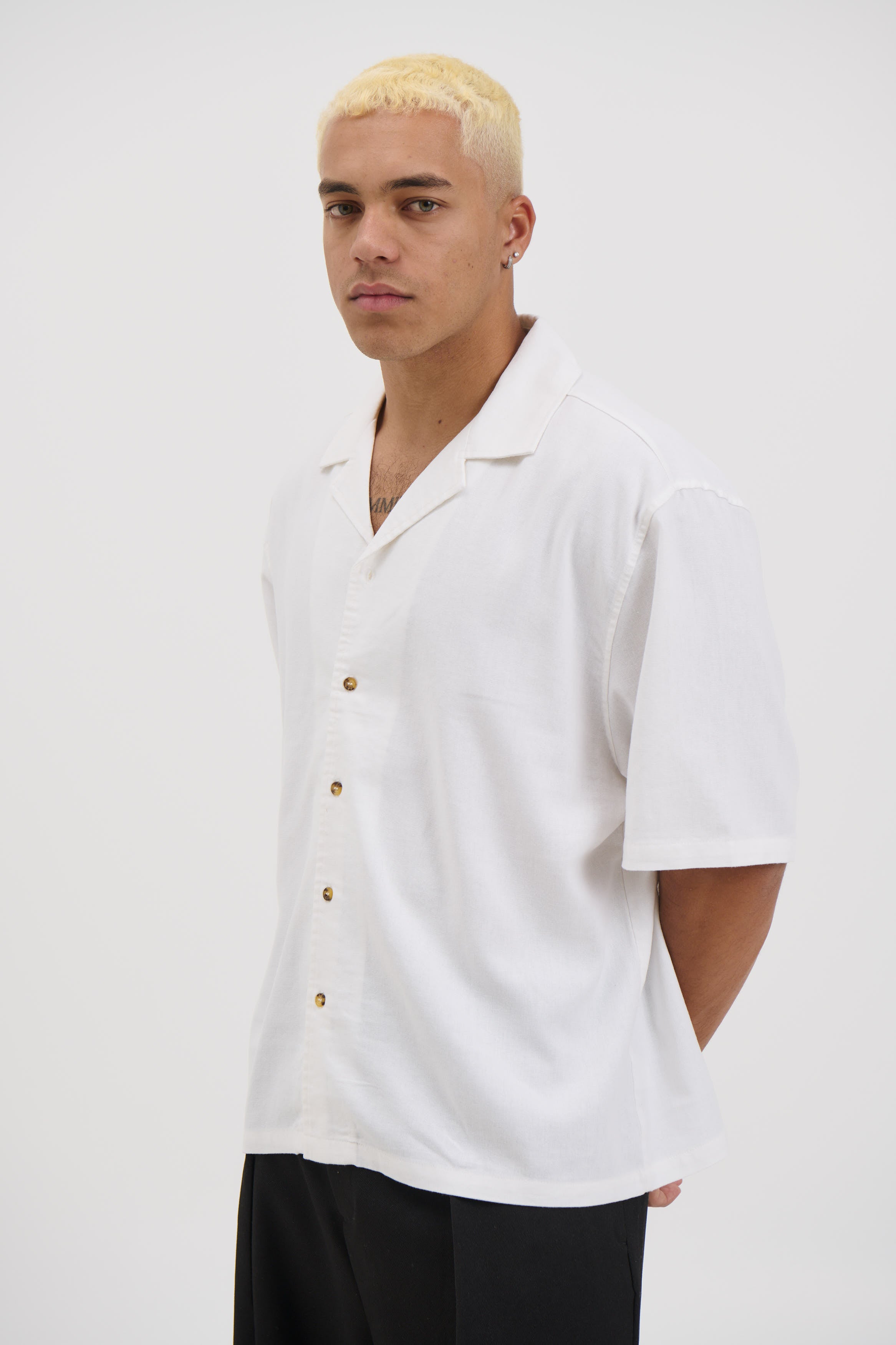 Raf Cropped Shirt Linen White