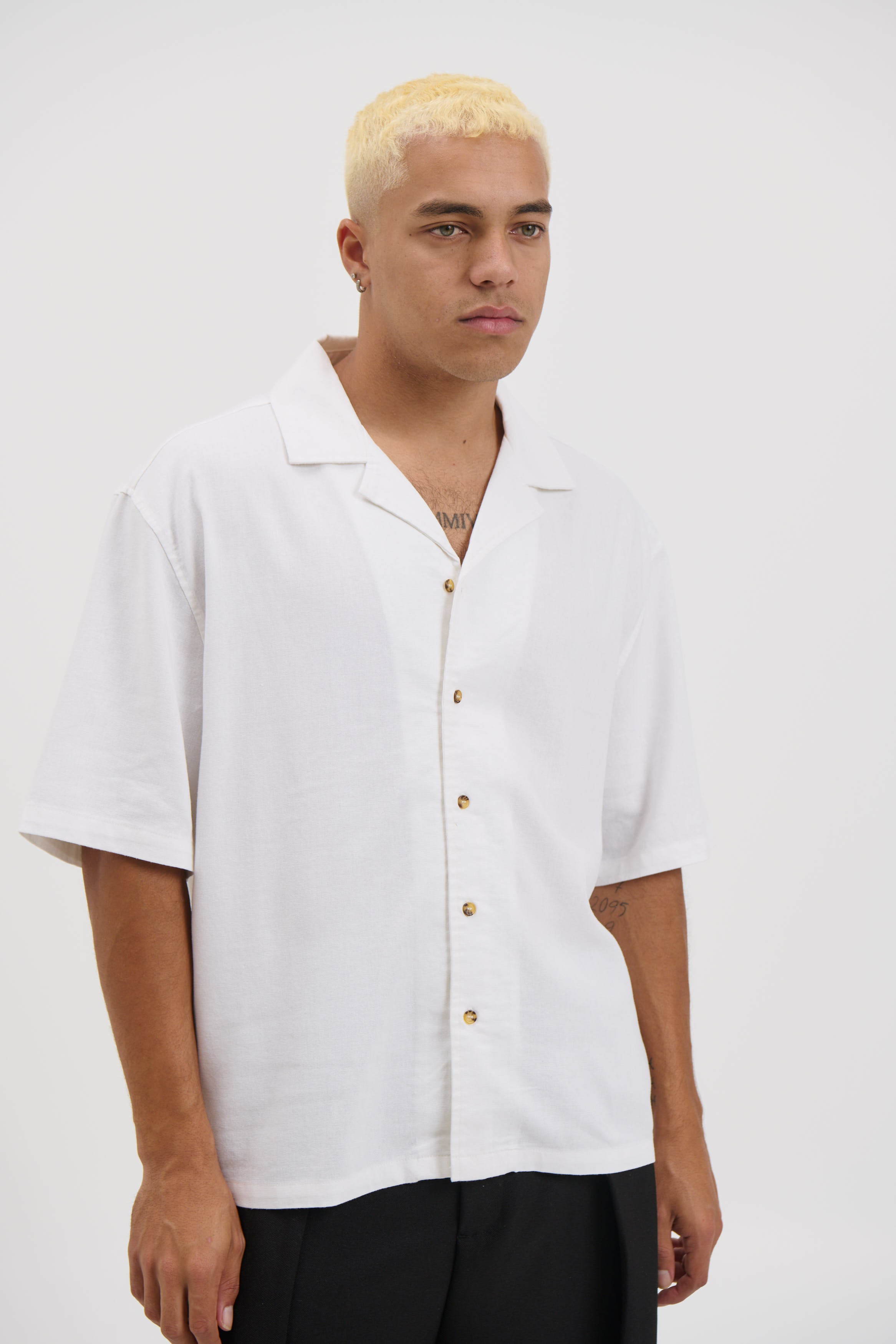 Raf Cropped Shirt Linen White