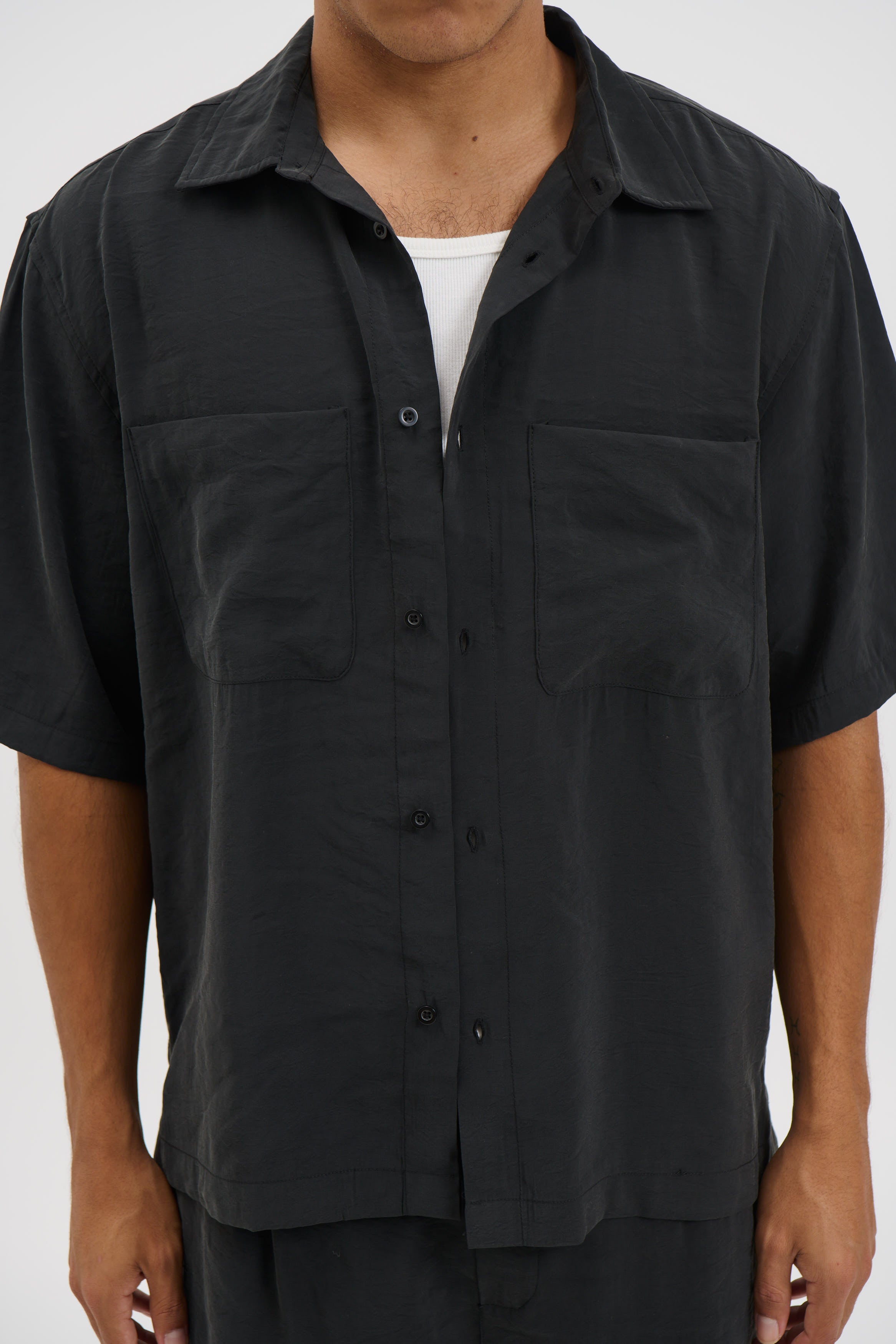 Simon Drape Shirt Black