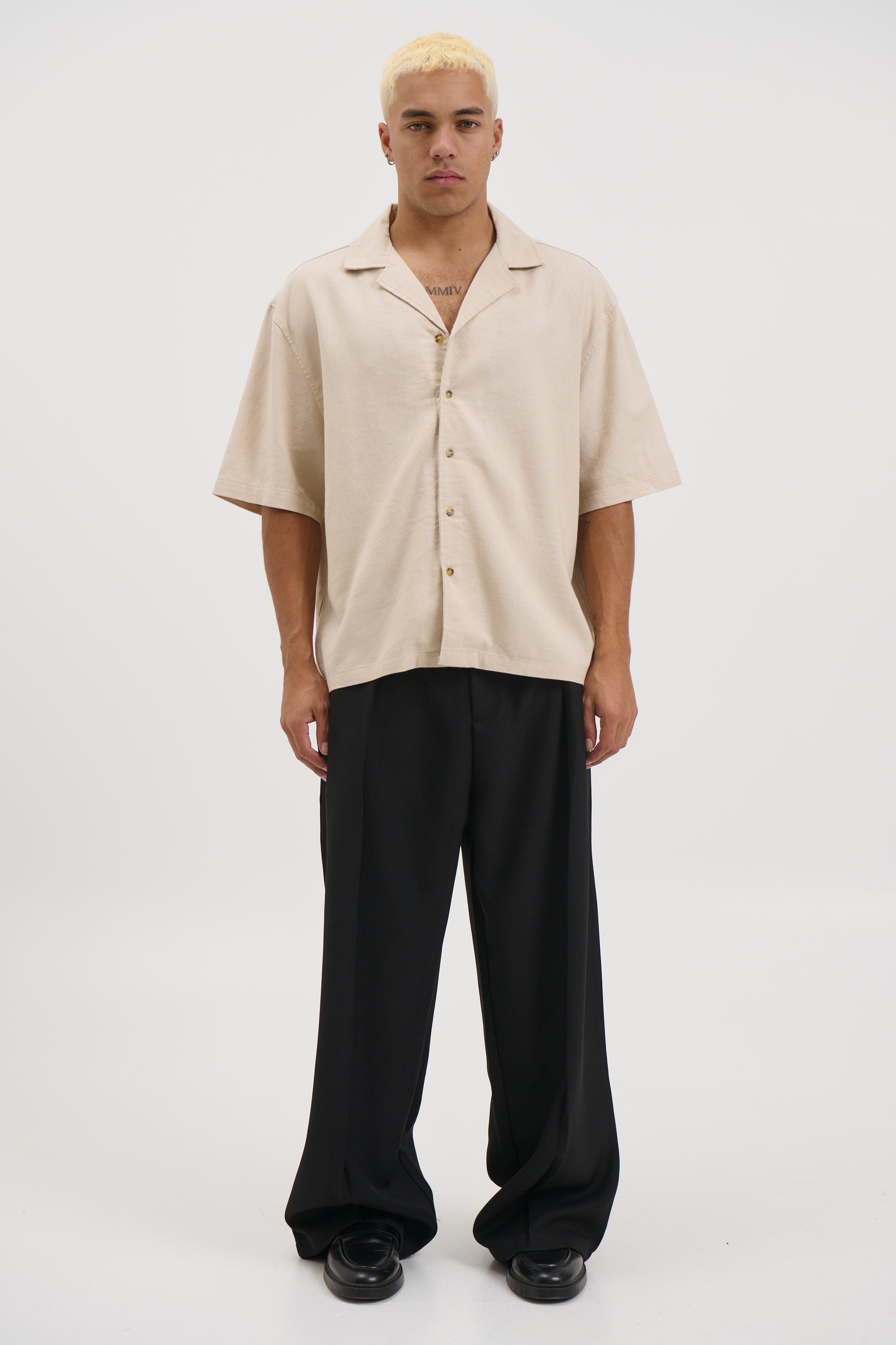 Raf Cropped Shirt Linen Oat