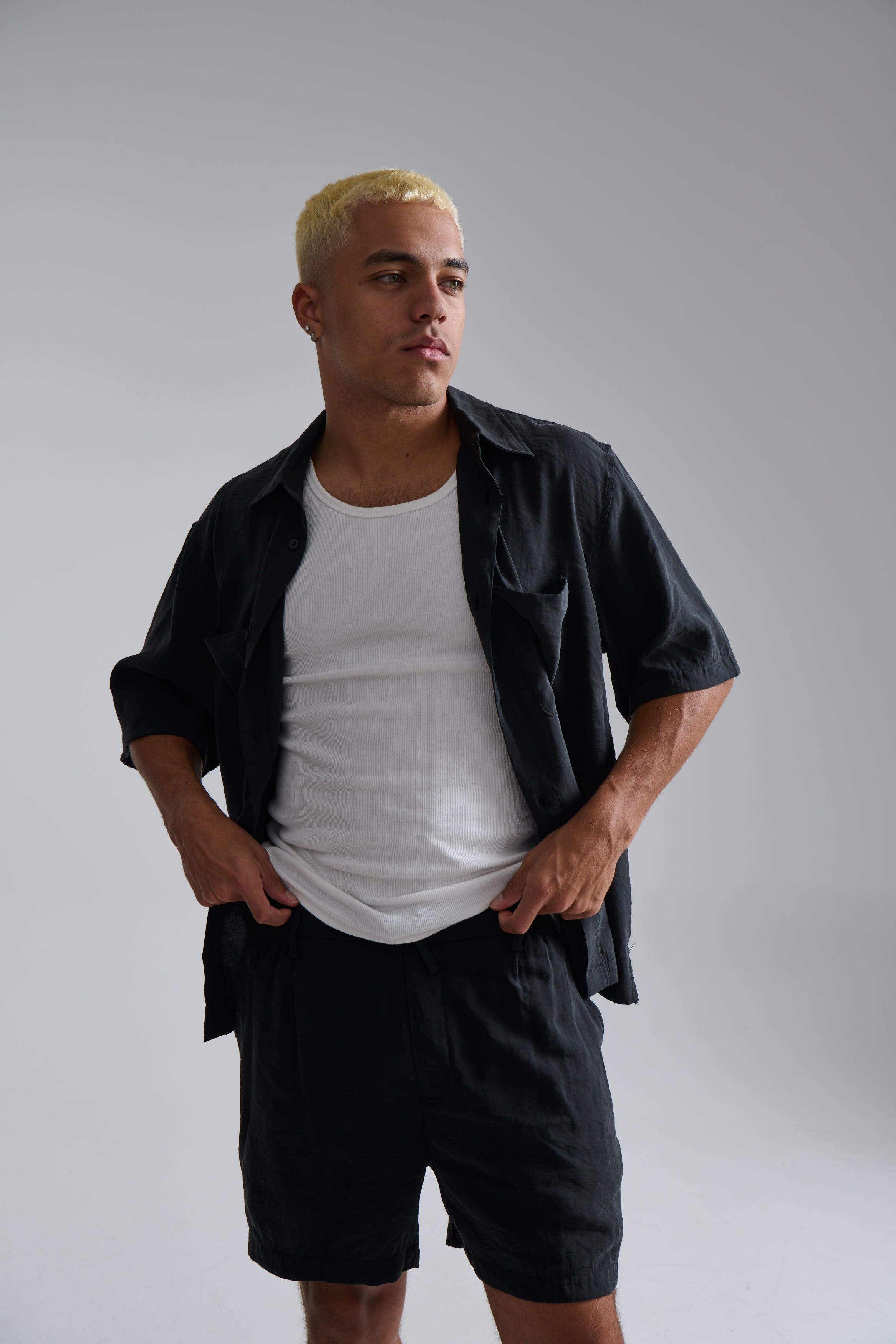 Simon Drape Shirt Black