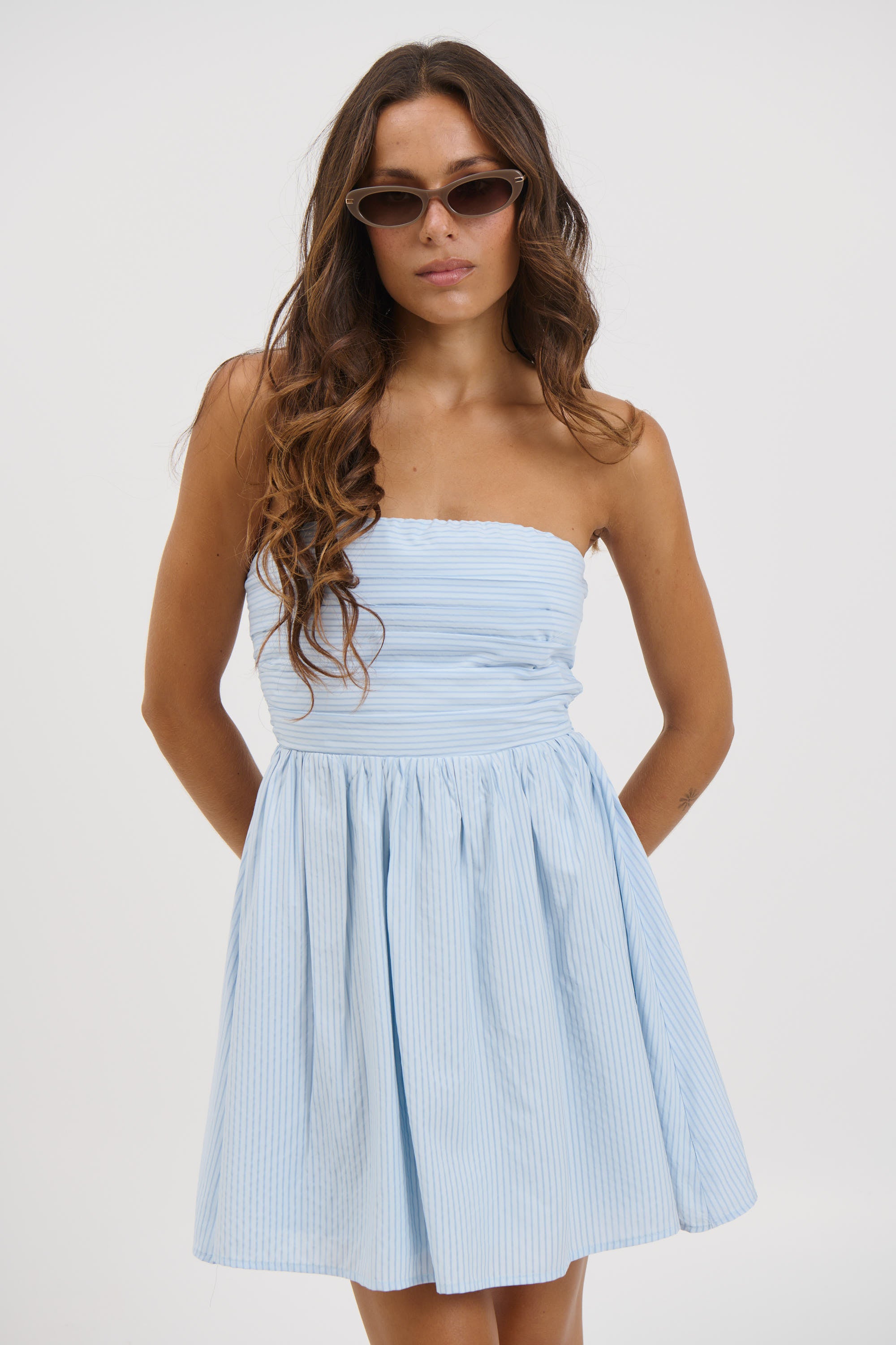 Shayla Strapless Mini Dress Sky