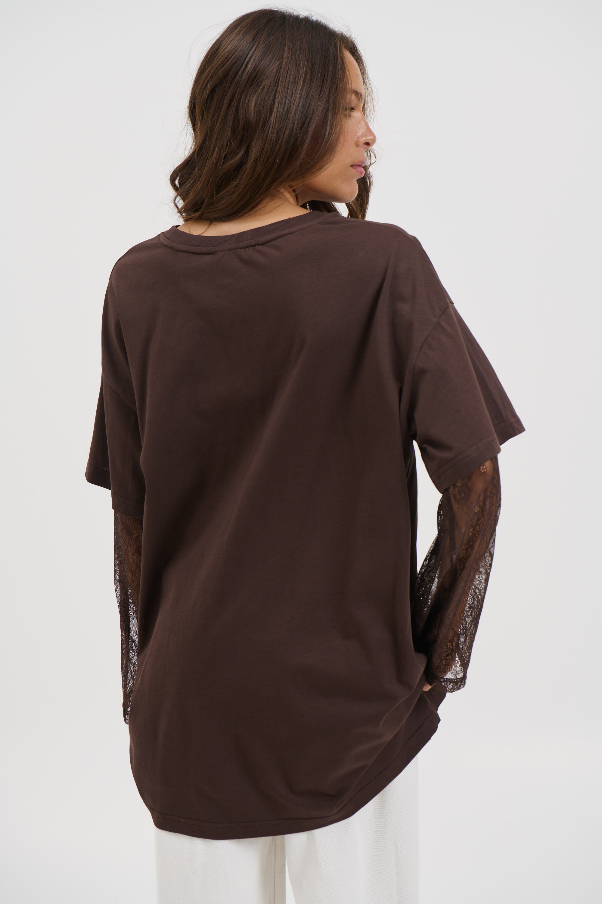 Amanda Lace Tee Dark Chocolate