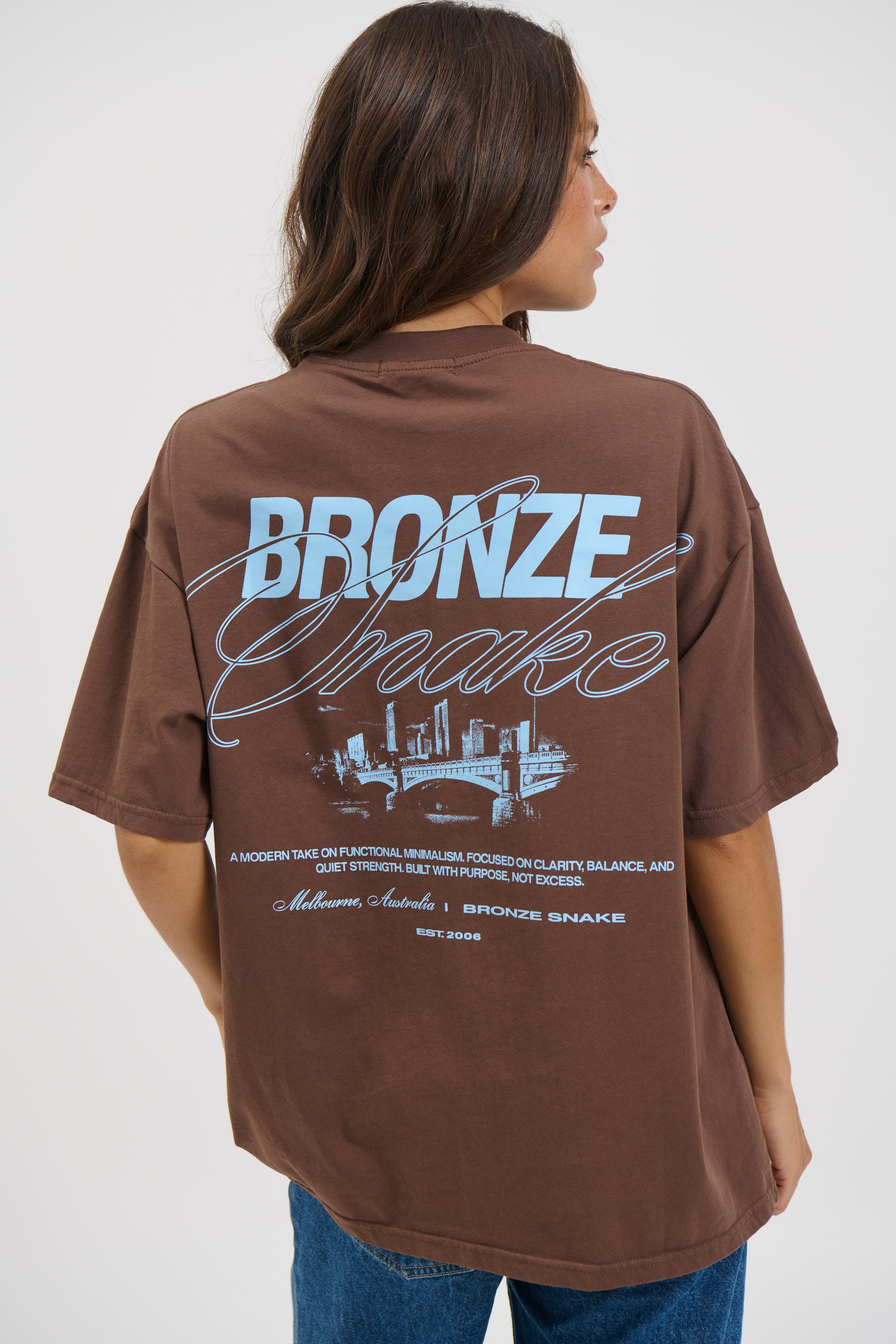 Unisex Bronze Snake Signature Tee Choc