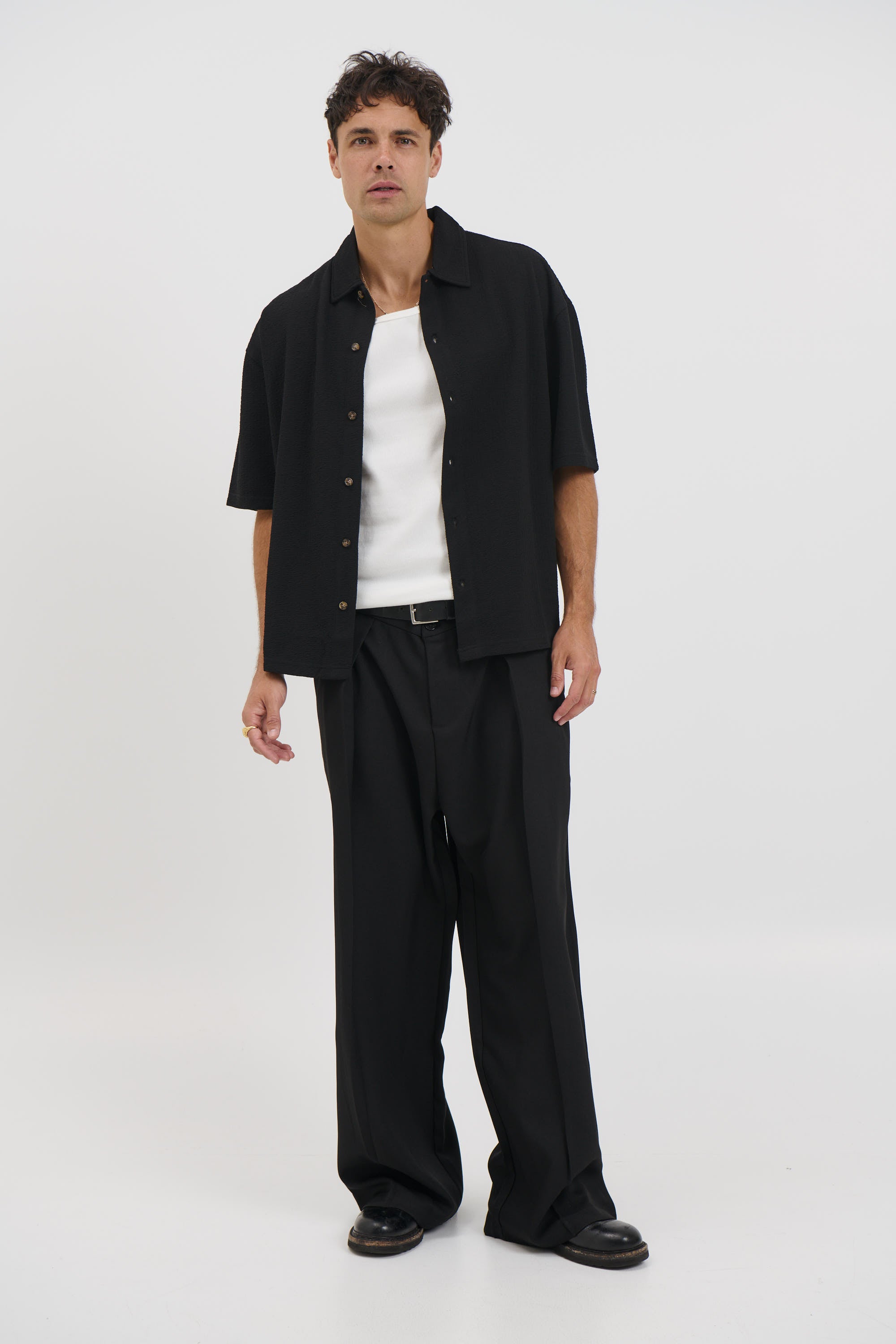 Lucas Drop Shirt Soft Texture Black